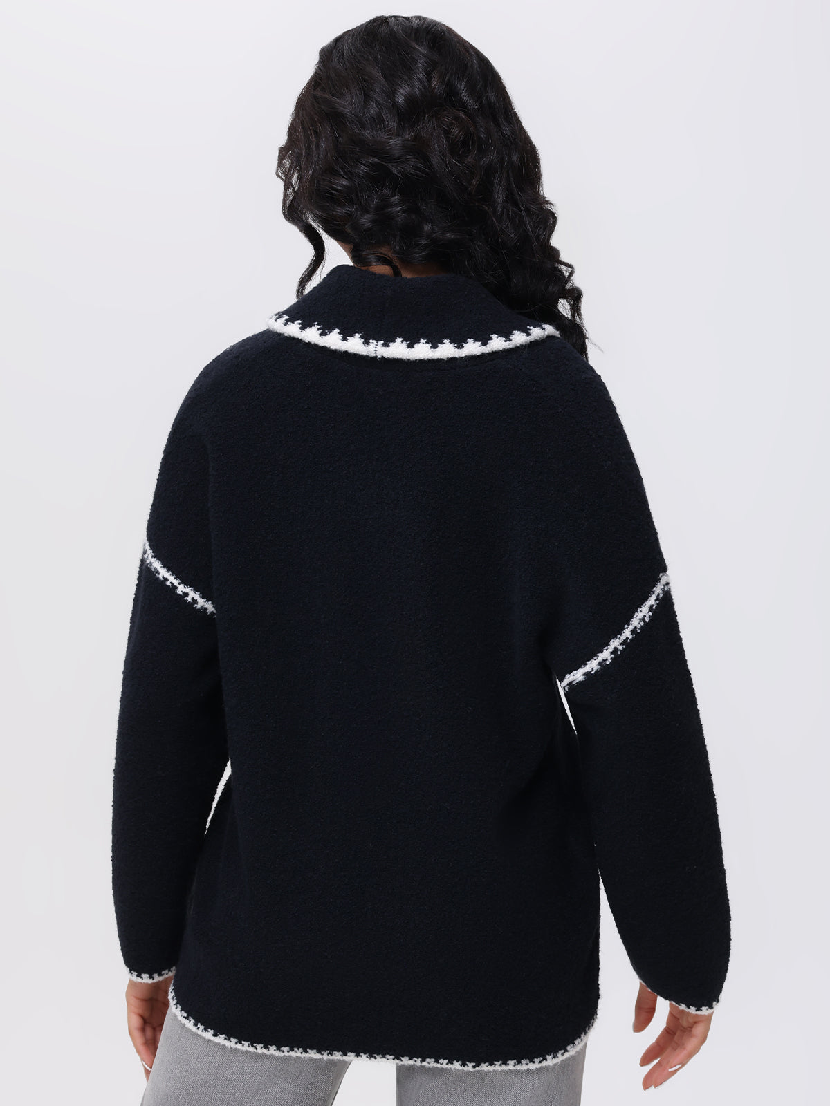 Tierney Whipstitch Scarf Neckline Cardigan Sweater for Women | Cozy Knit Open Front Long Cardigan | Perfect for Fall, Winter & Layering Outfits