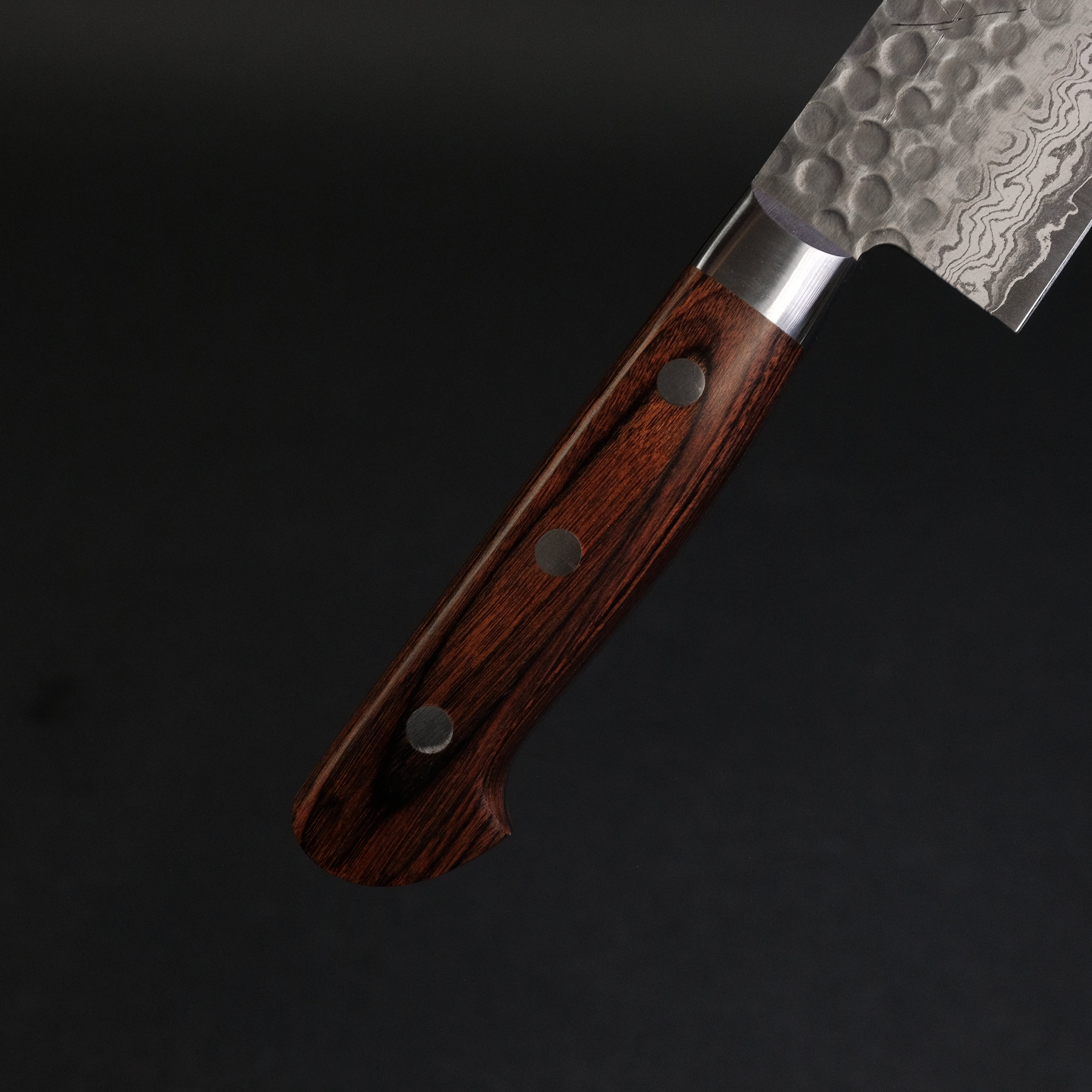 Hitohira HG Tsuchime Damascus Santoku Knife 185mm - Japanese Chef Knife with Imitation Mahogany Handle - Perfect for Slicing, Dicing, and Chopping Vegetables, Meat, and Fish
