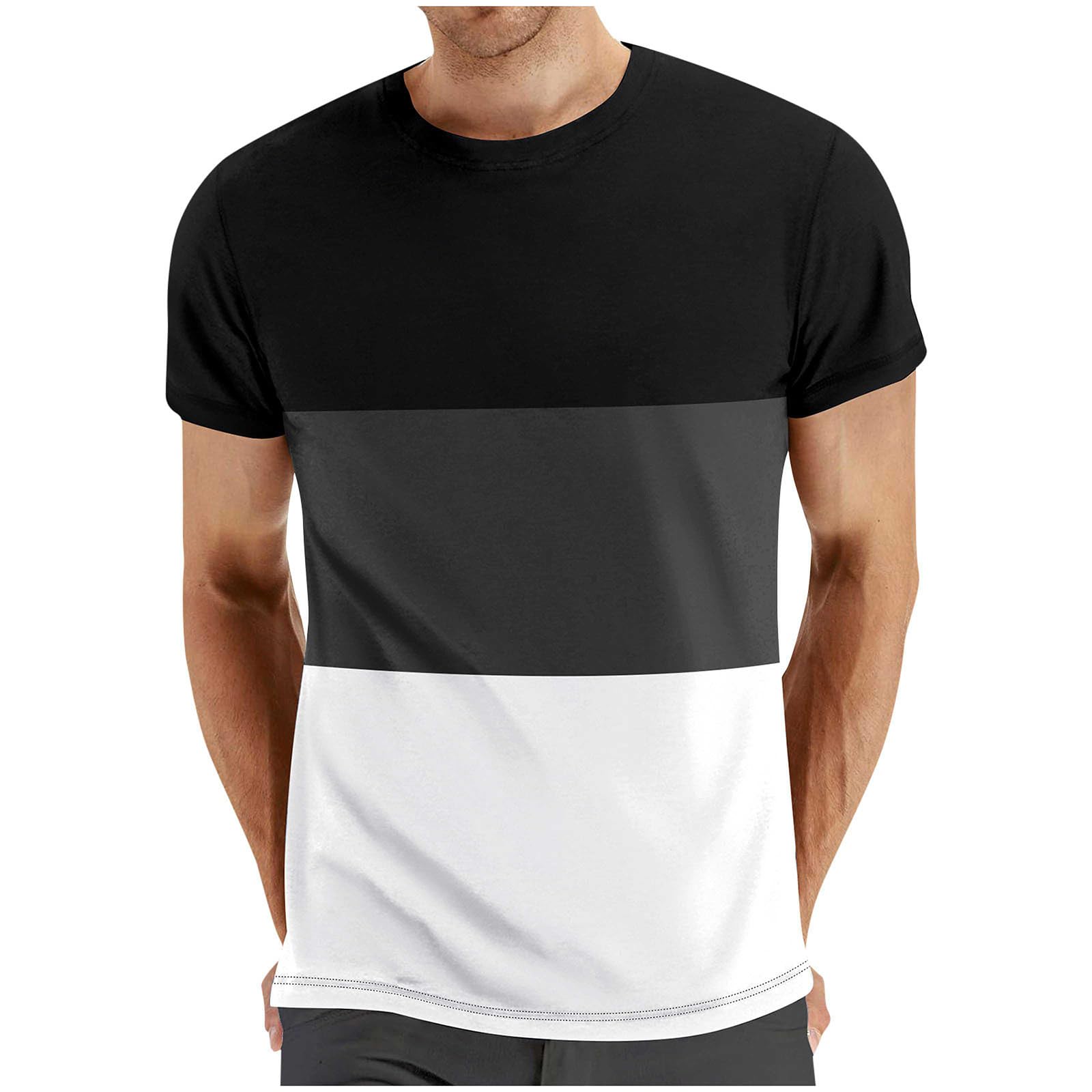 2024 Men's Color Block Short Sleeve T-Shirts - Summer Casual Tee Shirts & Fashion Tops for Dads and Guys | Perfect for Outdoor Activities, Beach Wear and Daily Casual Outfits
