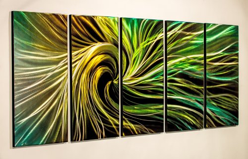Modern Abstract Metal Wall Art Painting - Electric Swirl Sculpture for Home & Office Decor | Living Room, Bedroom, Entryway Wall Decor