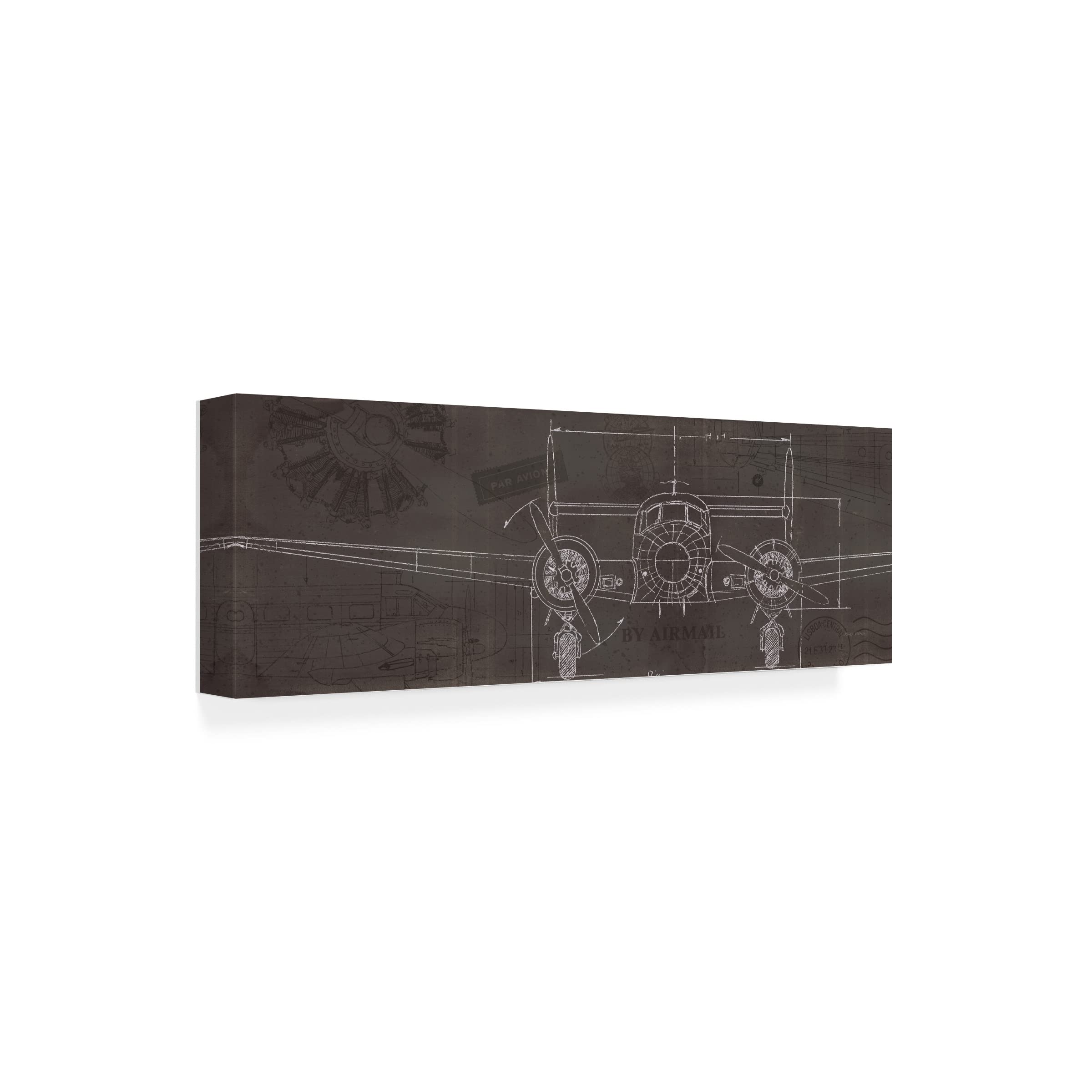 Marco Fabiano Plane Blueprint IV Canvas Art Print - Aviation Themed Wall Decor for Living Room, Office & Bedroom - Trademark Fine Art Collection