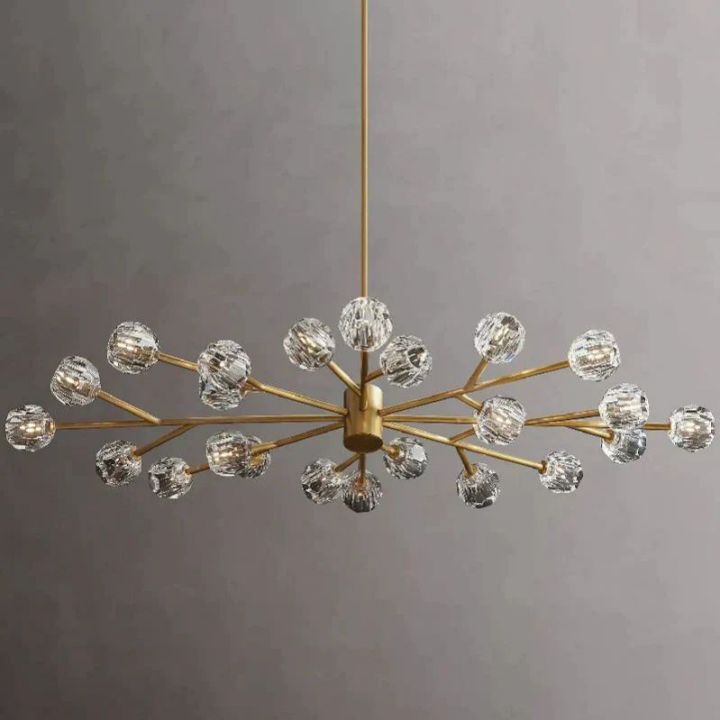 Elegant Crysball Glass Oval Chandelier - 72 Inch Modern Crystal Ceiling Light Fixture for Dining Room, Living Room, or Bedroom Lighting Decor
