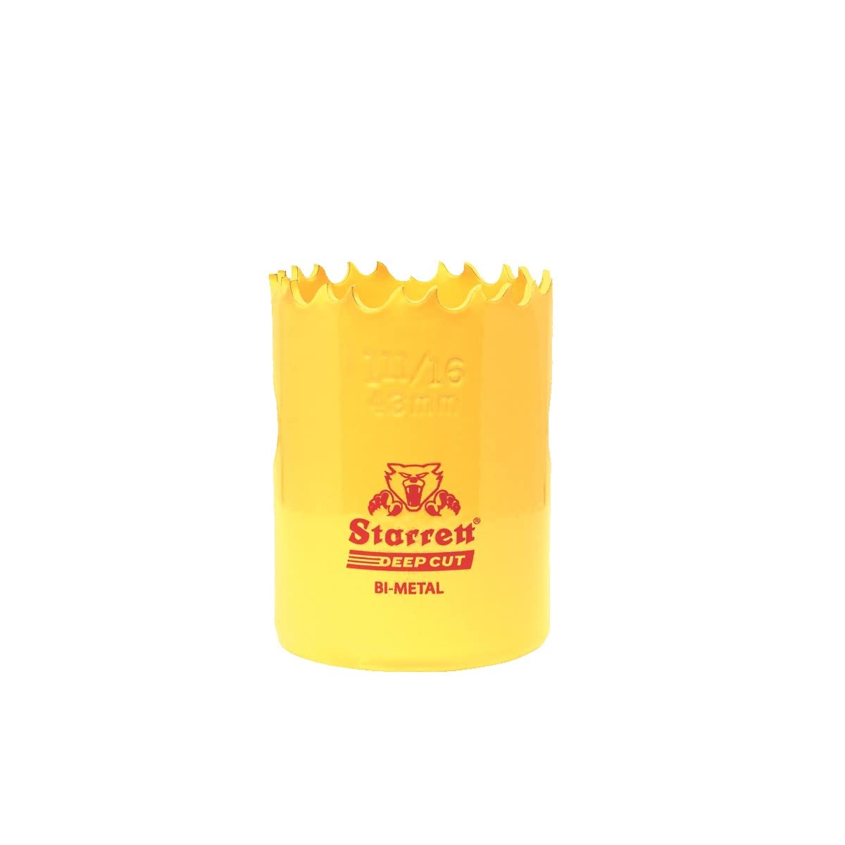 Starrett DCH1116 Deep Cut Hole Saw - 43mm Heavy Duty Bi-Metal with Extra Cobalt HSS Teeth - Cuts Metal, Wood, Cast Iron, Fiberglass & Plastic - Perfect for Plumbing, Electrical Work & DIY Projects