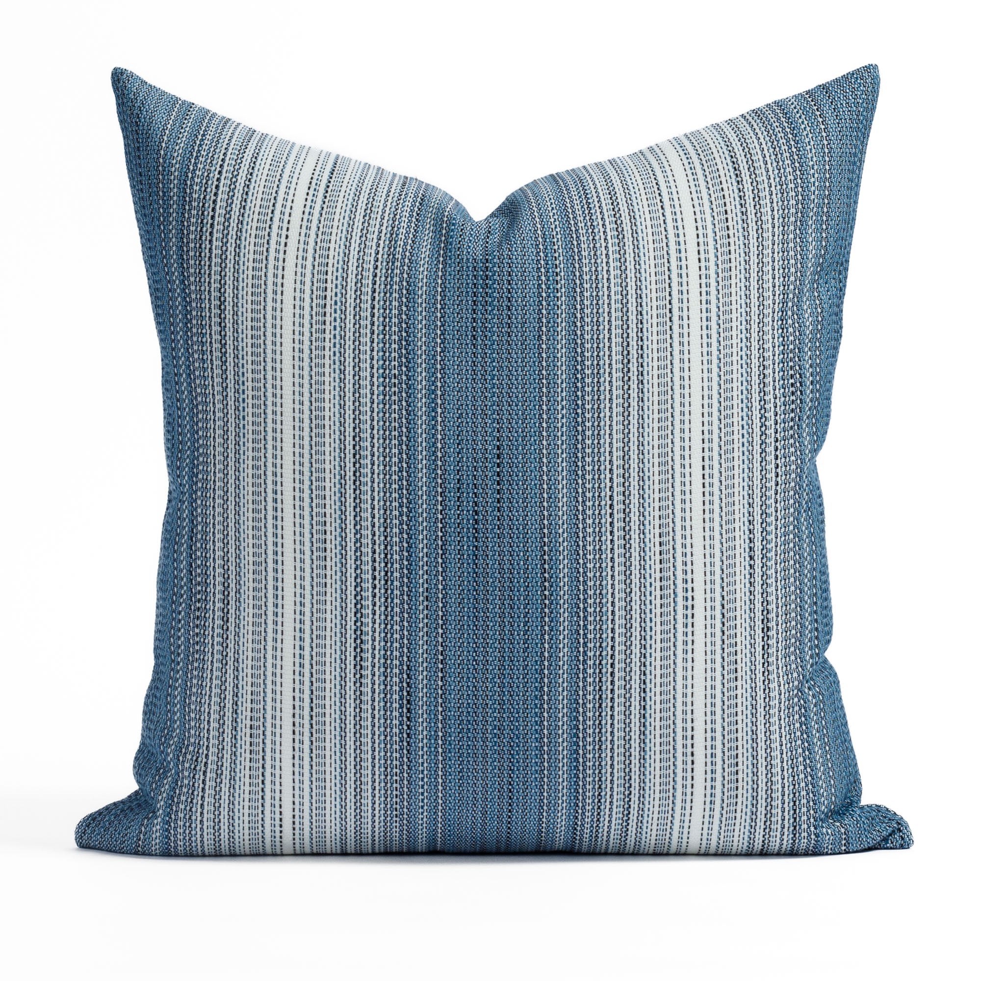 Mateo Stripe 20x20 Outdoor Pillow Cover - Indigo Blue Waterproof Decorative Throw Pillow for Patio, Garden, Poolside & Porch