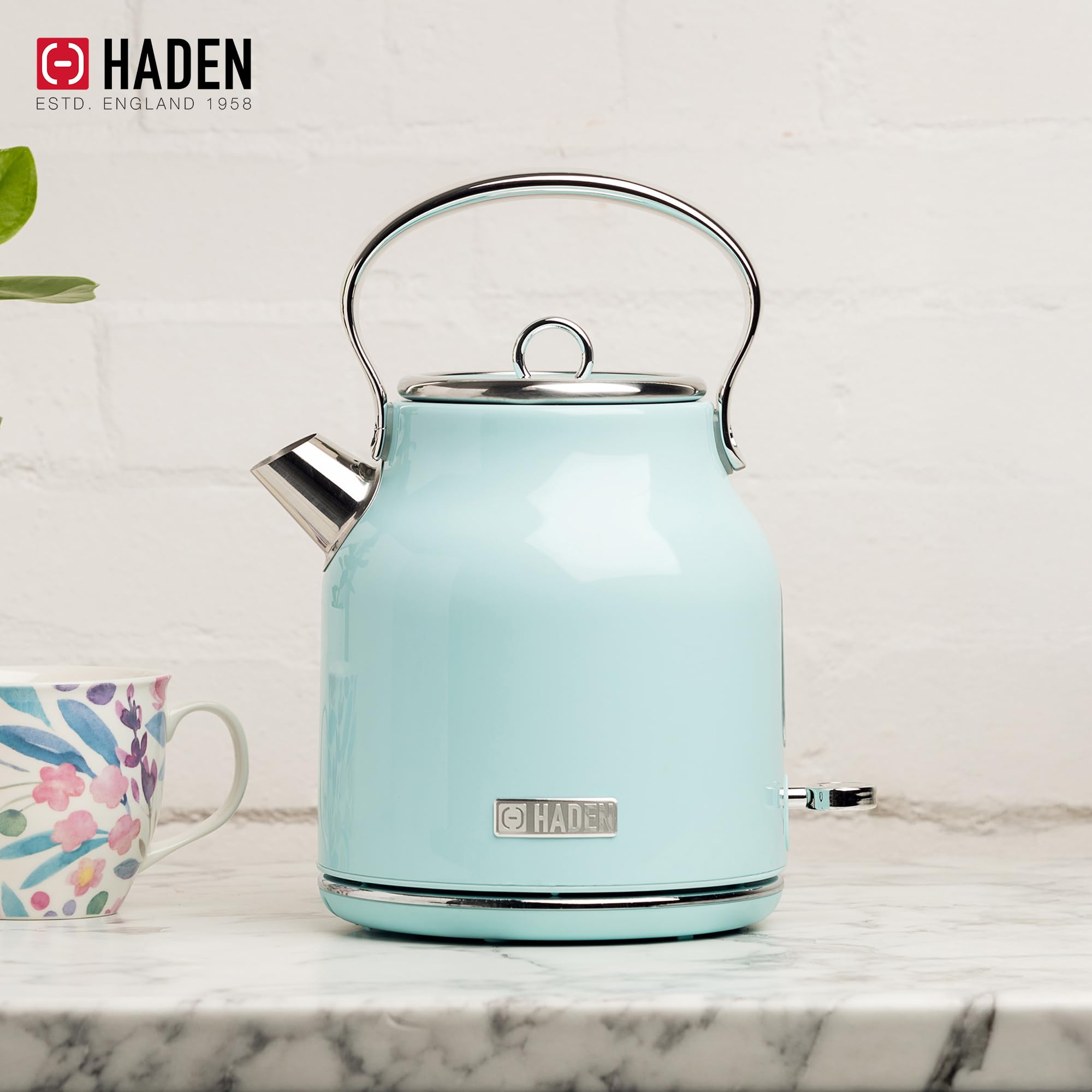 HADEN 12 Cup Drip Coffee Maker with 1.7L Stainless Steel Electric Kettle Set - Turquoise & Chrome - Perfect for Home, Office & Kitchen Use