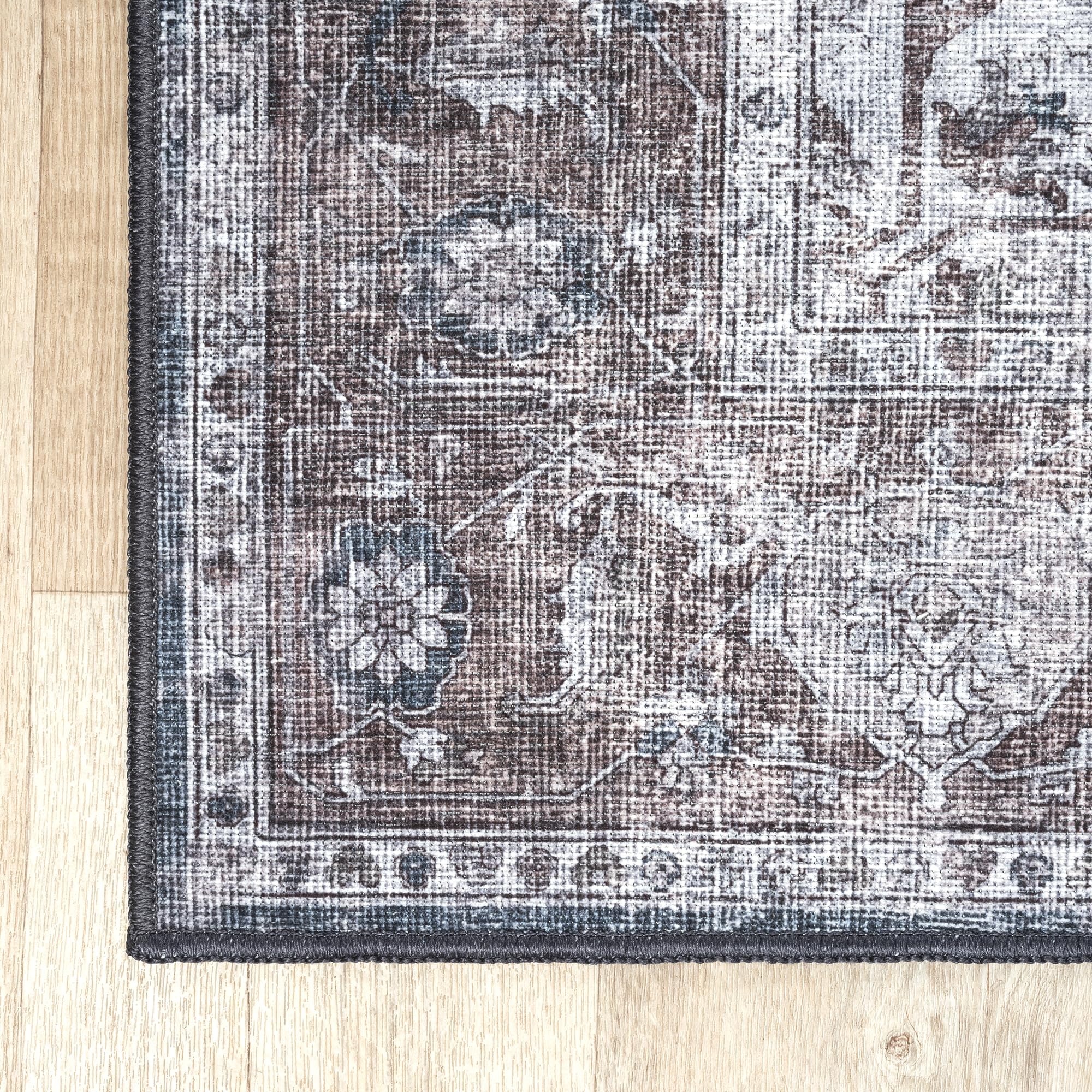 Adiva Rugs 2x3 Machine Washable Non-Slip Area Rug - Soft Anti-Fatigue Floor Mat for Living Room, Bedroom, Bathroom & Kitchen - Multi Anthracite Decor (2' x 3') | Perfect for High-Traffic Areas, Pet-Friendly Homes & Cozy Spaces