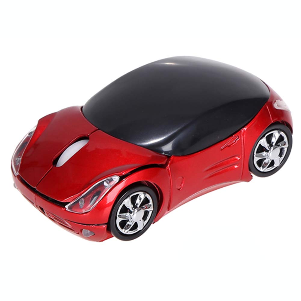 Wireless Car Mouse 1600DPI - USB Mini Optical for PC/Laptop - Kids Gift (Red) for Gaming & Office