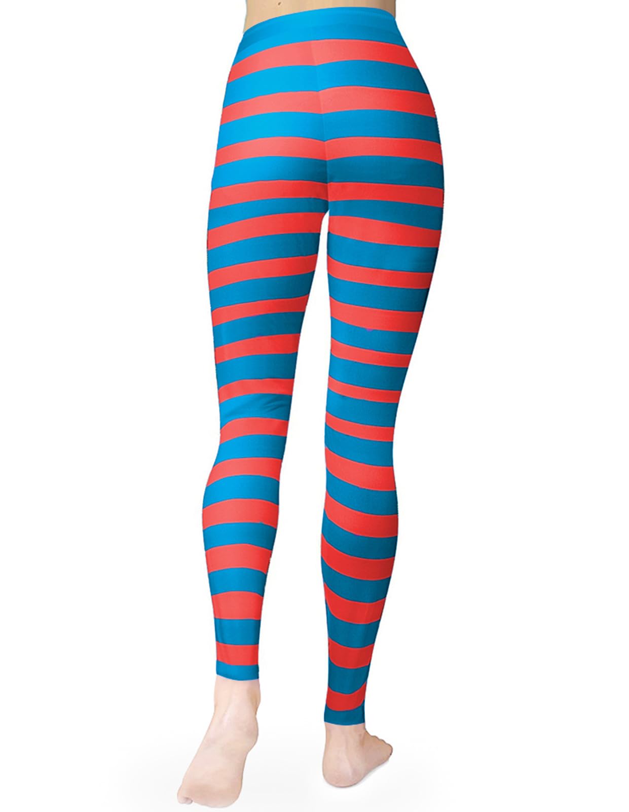 GRAJTCIN Women's Rainbow Striped Leggings - Stretchy High Waisted Workout Pants for Yoga, Running & Gym - Fun Christmas & Halloween Costume Tights for Parties & Cosplay