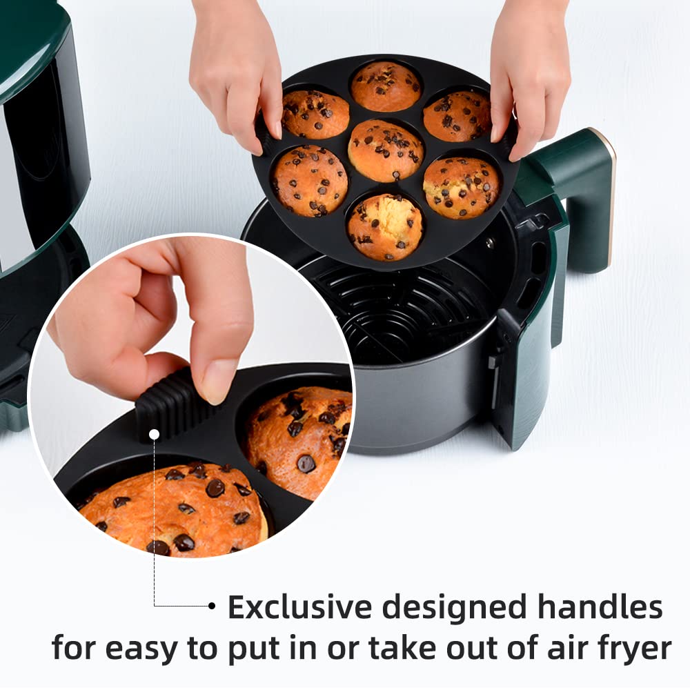 Non-Stick Silicone Muffin Pan for Air Fryer, Oven & Instant Pot - 8.4 Inch Reusable Baking Molds (1-Pack) - Perfect for Cupcakes, Muffins & Egg Bites in Kitchen & Party Cooking