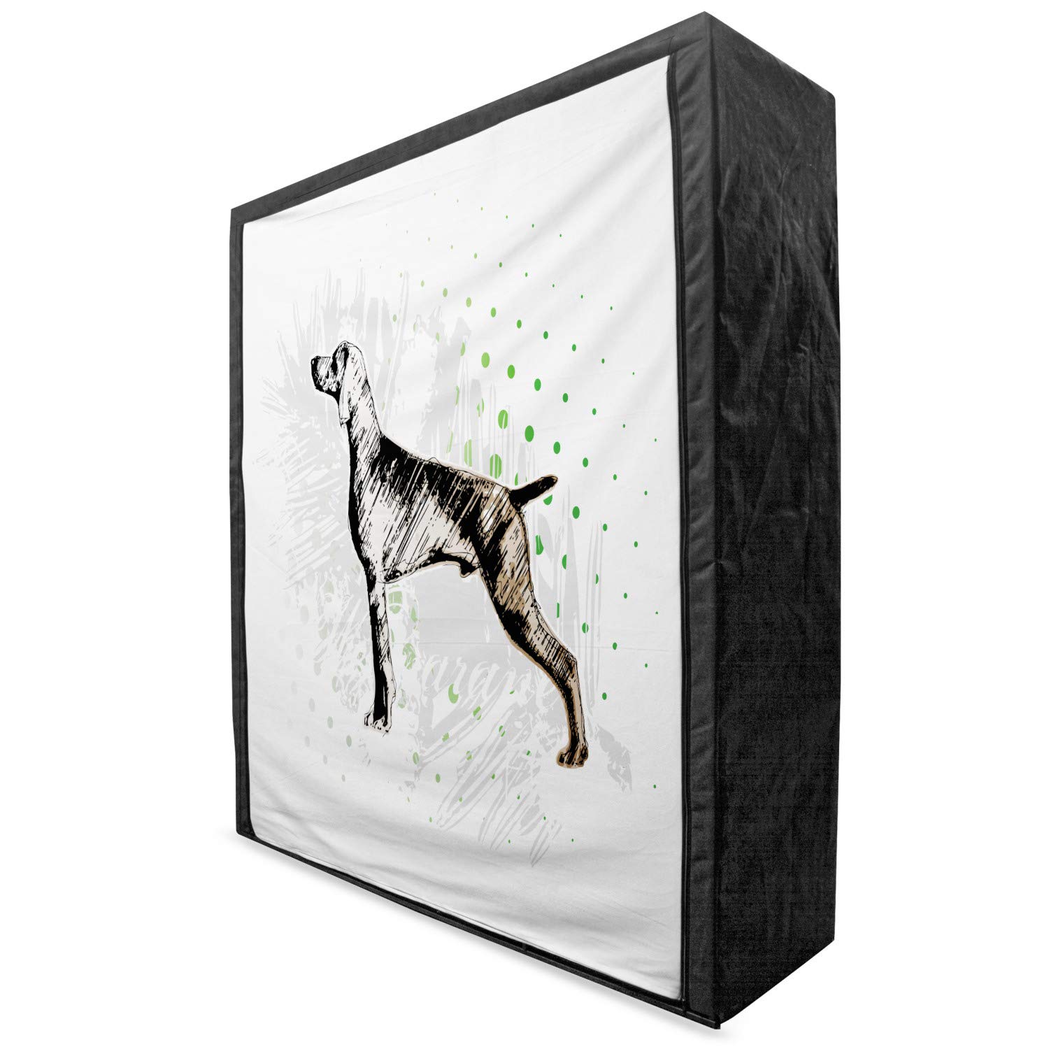 Ambesonne Hunting Portable Fabric Wardrobe - Weimaraner Dog Sketch on Abstract Grunge Design - 59