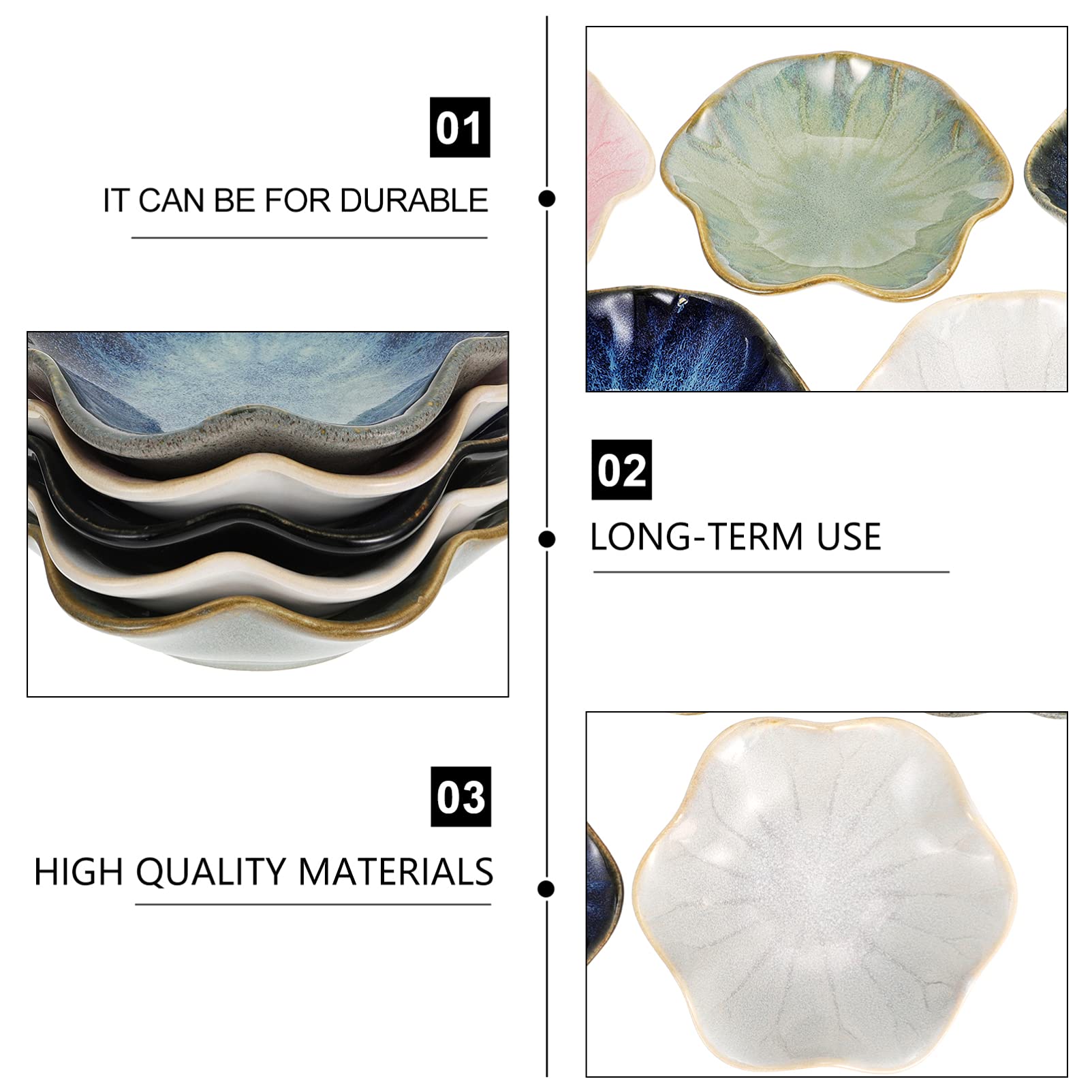 Hemoton 5-Piece Ceramic Dipping Bowls Set - Small Seasoning Dishes for Sauces, Condiments, Soy Sauce, and Side Dishes - Perfect for Sushi, Dumplings, Snacks, and Appetizers