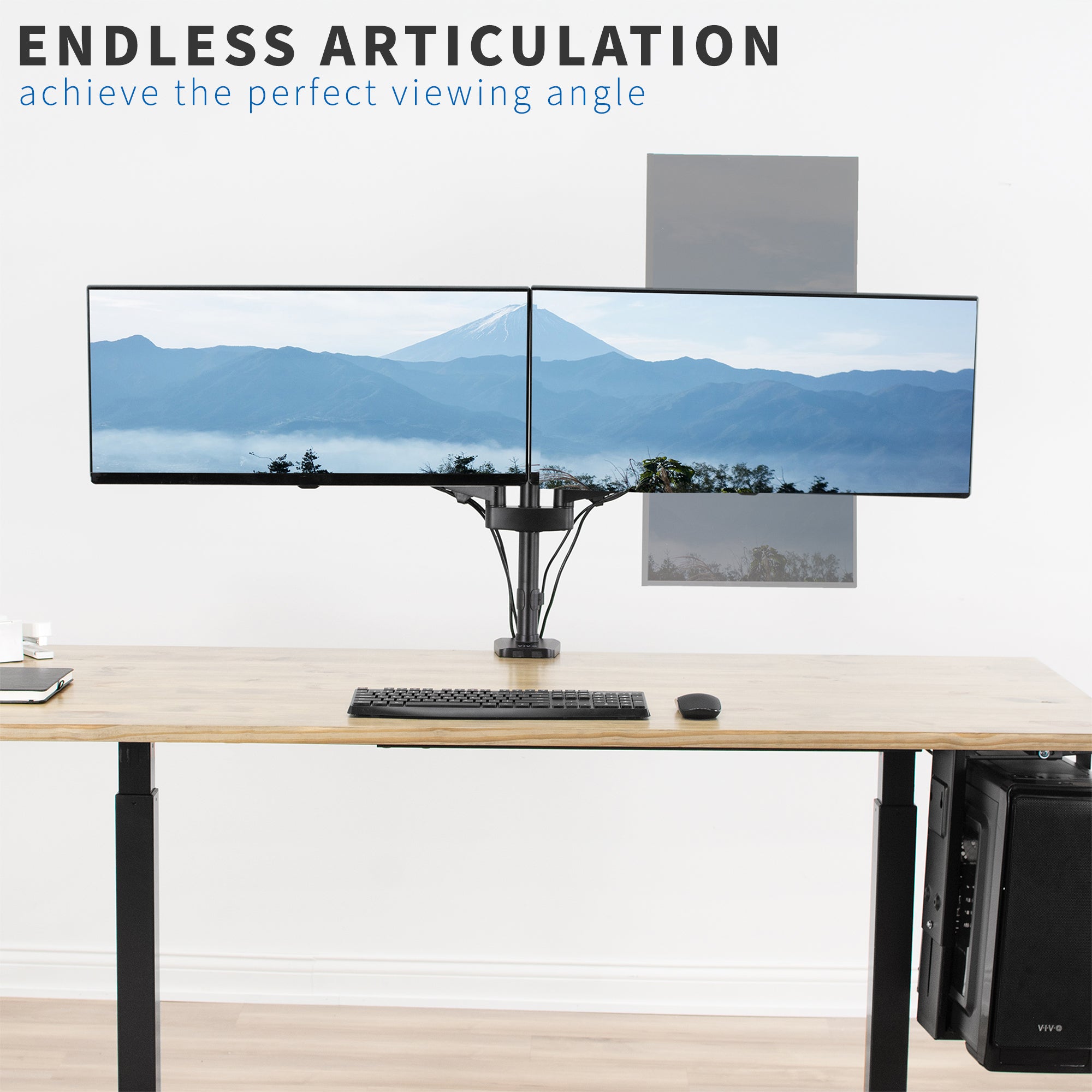 Adjustable Pneumatic Dual Monitor Arm Mount for 17” to 32” Screens - Ergonomic Desk Stand for Home Office & Gaming Setup