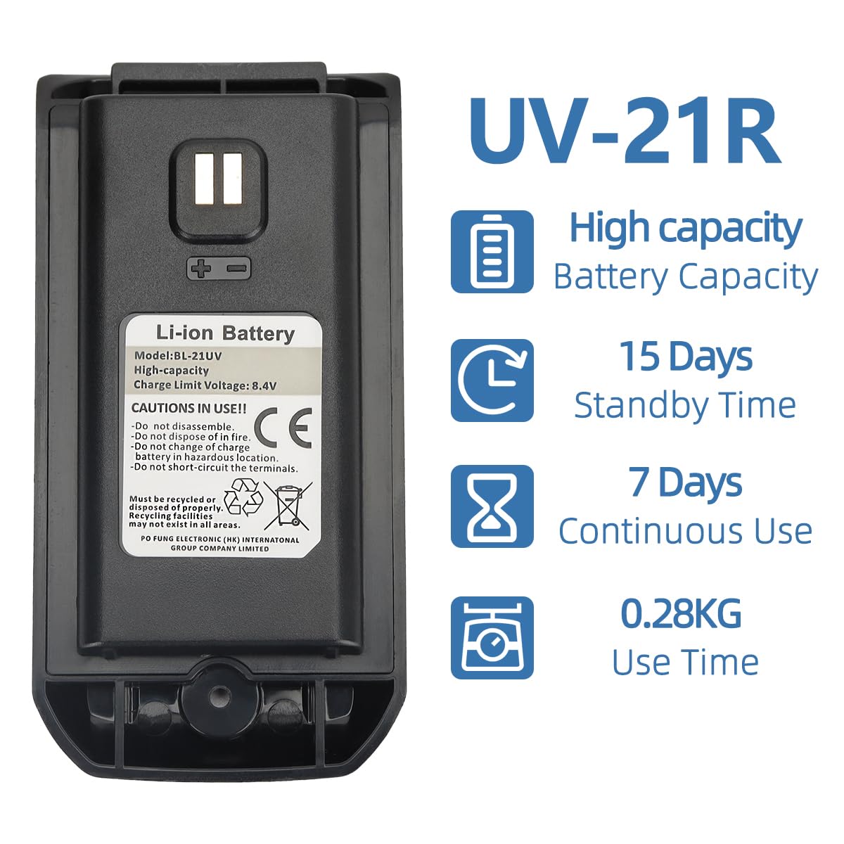 Original BAOFENG UV-21R Li-ion Battery Pack - High Capacity Replacement Battery for UV-21R/UV-21 PRO/GM21 Two-Way Radios - Perfect for Outdoor Adventures, Construction Sites & Emergency Communication