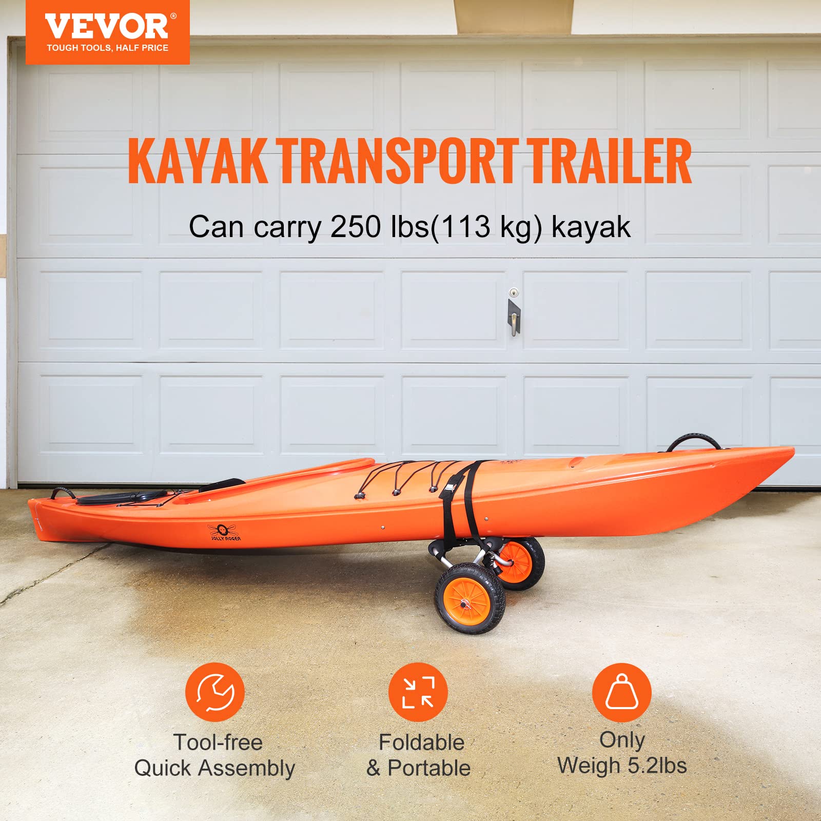 VEVOR Foldable Aluminum Kayak Cart with 10