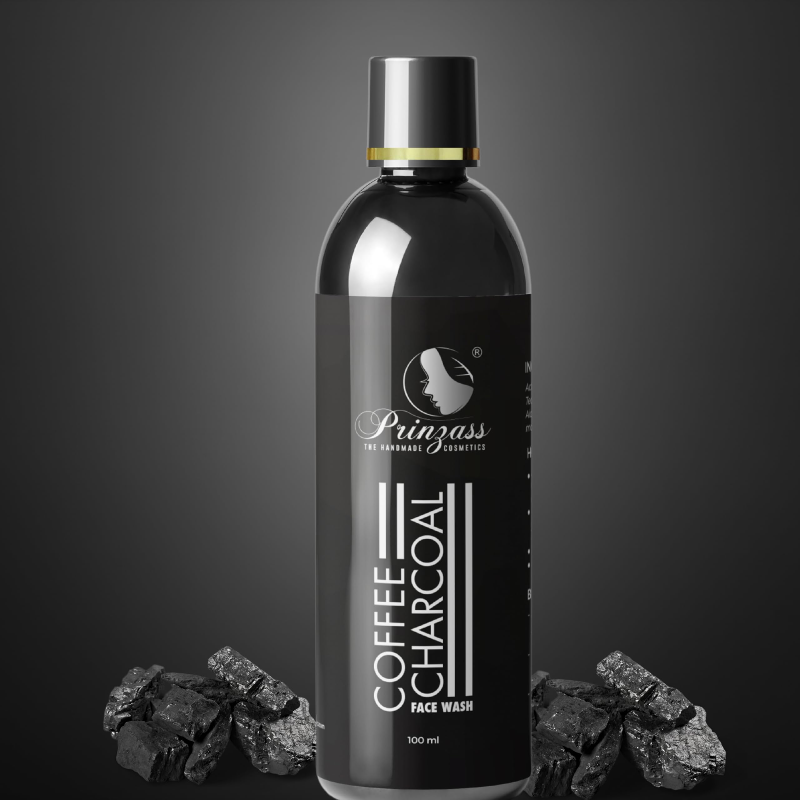 Prinzass Charcoal Face Wash with Activated Charcoal & Coffee - Oil Control & De-Tan Cleanser for Men & Women (100ml) | Deep Cleansing for Acne-Prone & Oily Skin | Daily Skincare Routine
