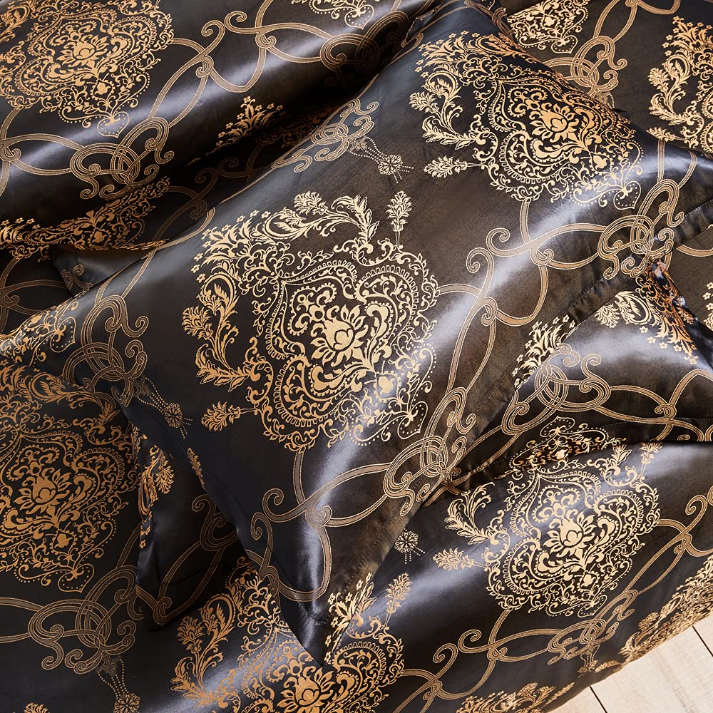 Luxury Jacquard Soft Bedding Set - Duvet Cover with Pillowcases (Twin Size, Black) | Premium Hotel Quality Bed Sheets for Master Bedroom & Guest Room Decor