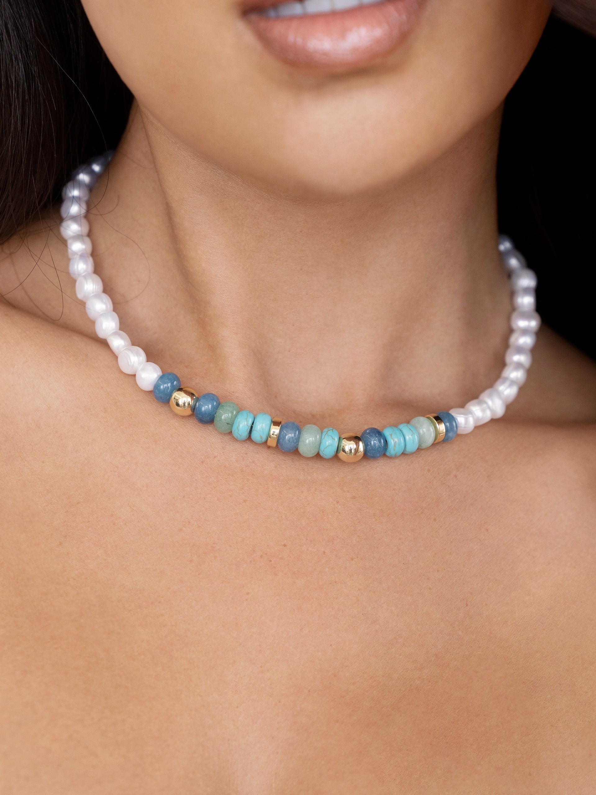 Elegant Beach Day Pearl & Gemstone Necklace for Women - Perfect for Summer Vacations, Weddings & Boho Fashion