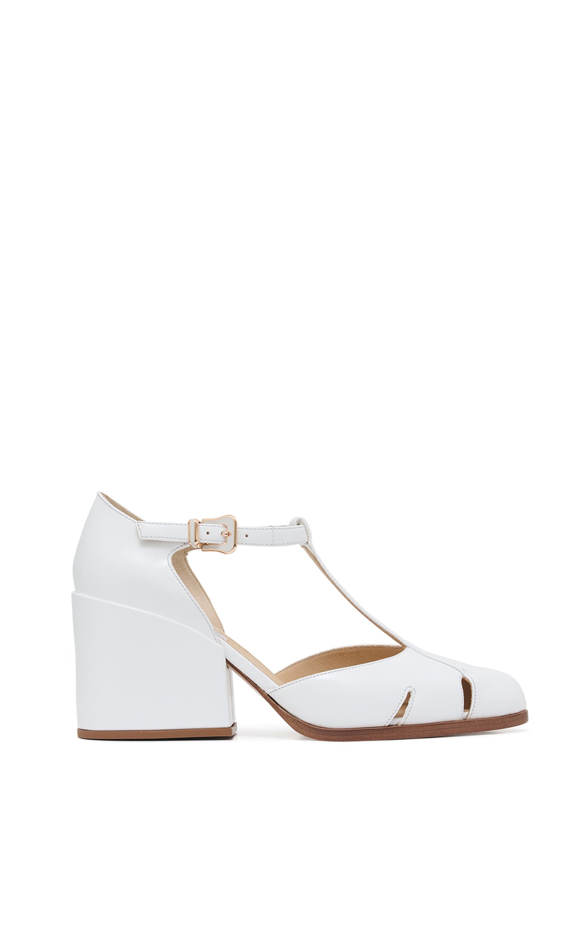 Evita T Strap Heel in Pearlized White Leather - Elegant Women's Dress Sandals for Weddings, Parties & Special Occasions