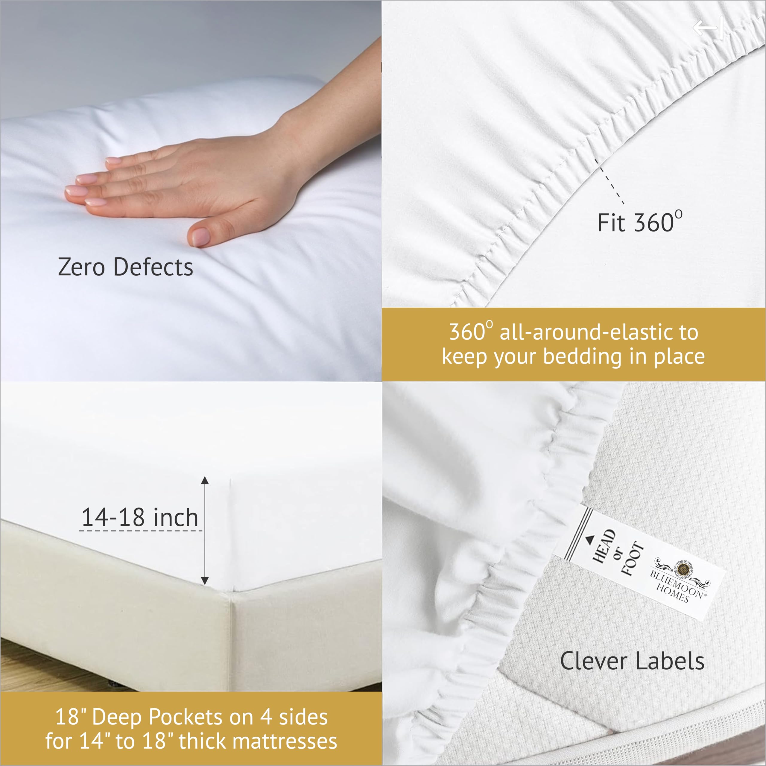 Premium 1000 Thread Count Egyptian Cotton Queen Sheet Set - 4 Piece Deep Pocket 18