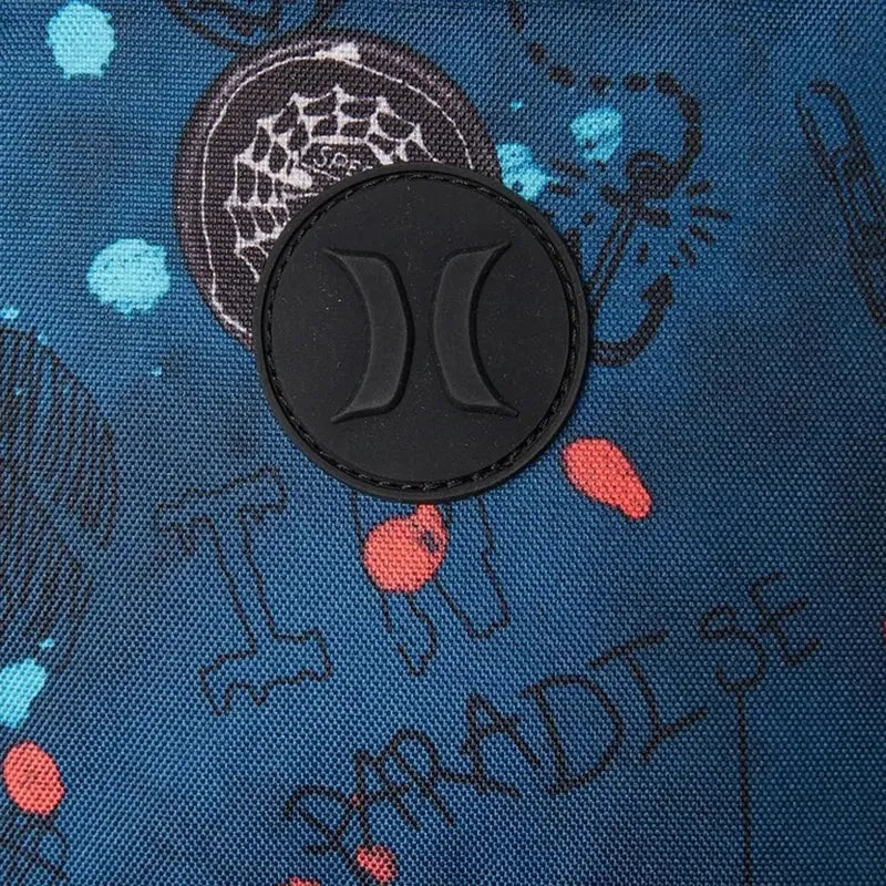 Hurley Blockade II Scribble Blue Print Backpack - Stylish & Durable School, Travel & Everyday Use Backpack for Men & Women