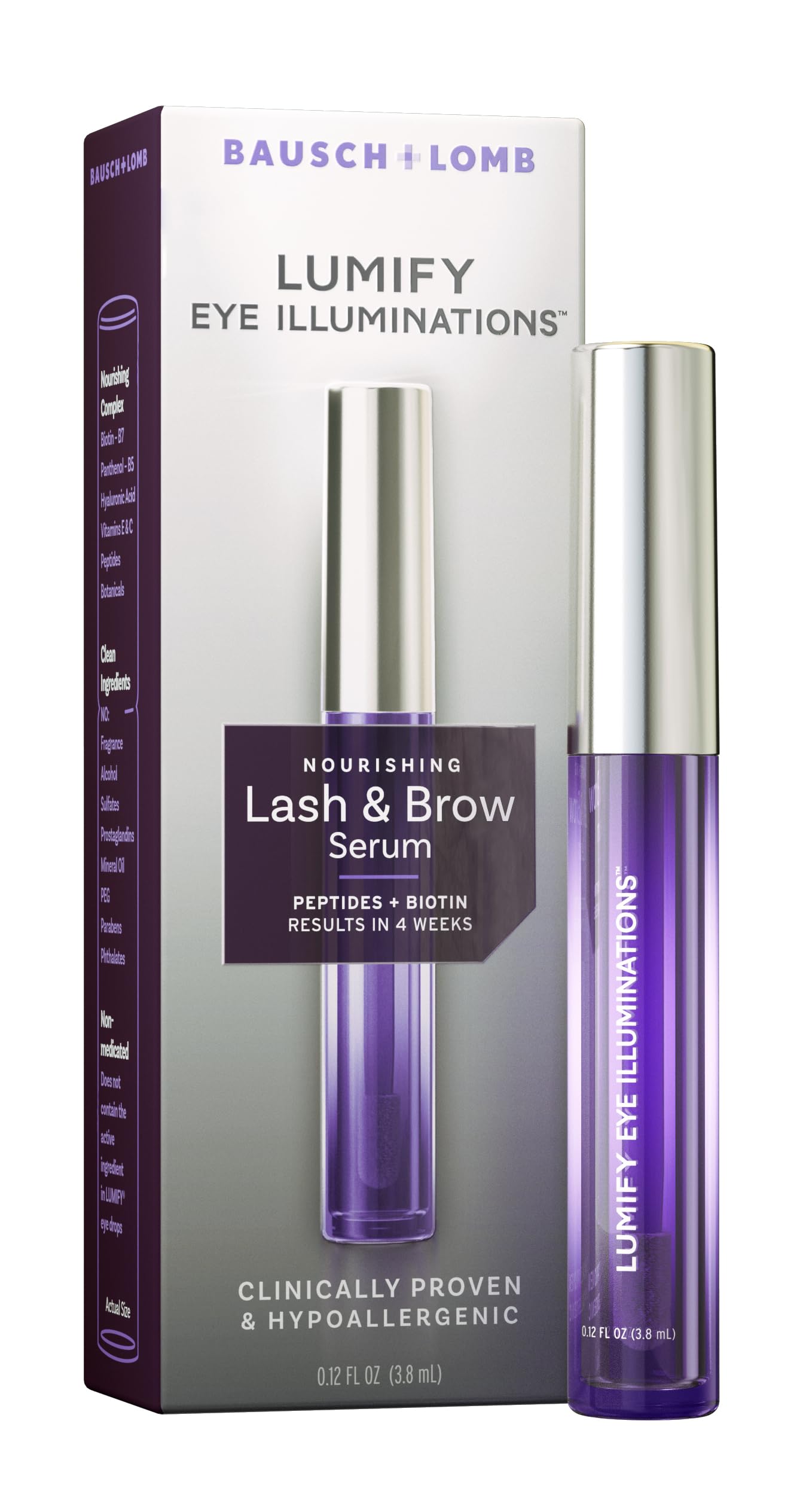 LUMIFY Eye Illuminations™ Nourishing Lash & Brow Growth Serum - 0.12 fl oz (3.8 mL) for Longer, Thicker Eyelashes & Eyebrows - Perfect for Nighttime Beauty Routine & Natural Lash Enhancement