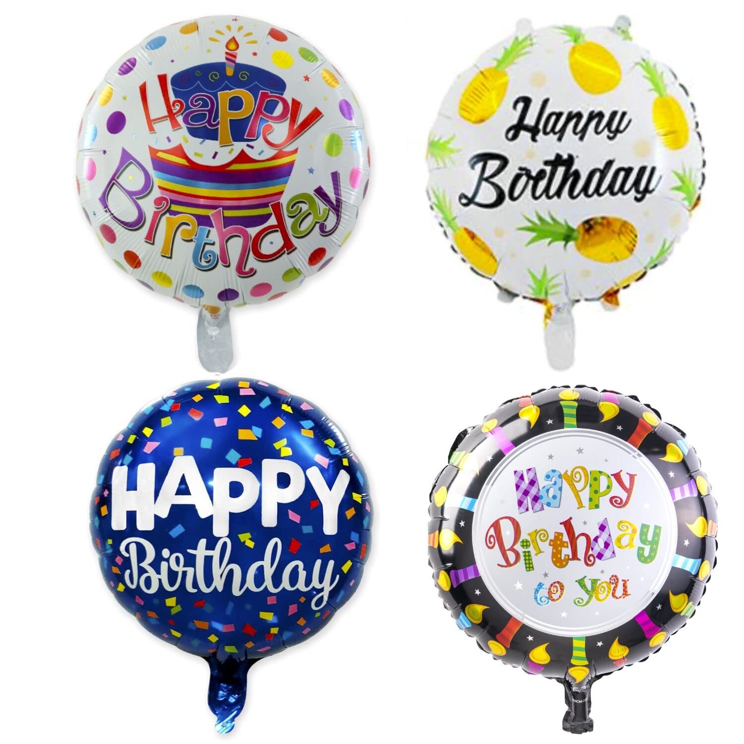 50-Pack Happy Birthday Aluminum Foil Balloons - 18 Inch Round Helium Floating Mylar Balloons for Party Decorations, Birthday Celebrations, Baby Showers & Special Events