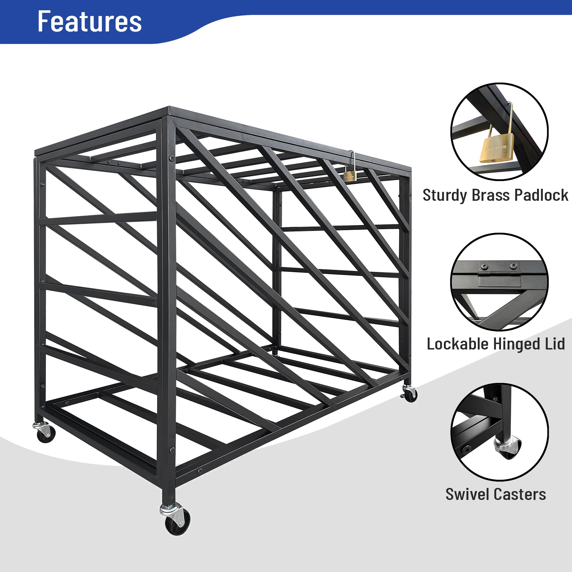 Lockable Rolling Ball Storage Cart with Wheels - Heavy Duty Indoor/Outdoor Sports Ball Locker Cage for Basketballs, Soccer Balls & Gym Equipment - Holds 30+ Balls - Perfect for School Gyms, Sports Facilities & Home Storage