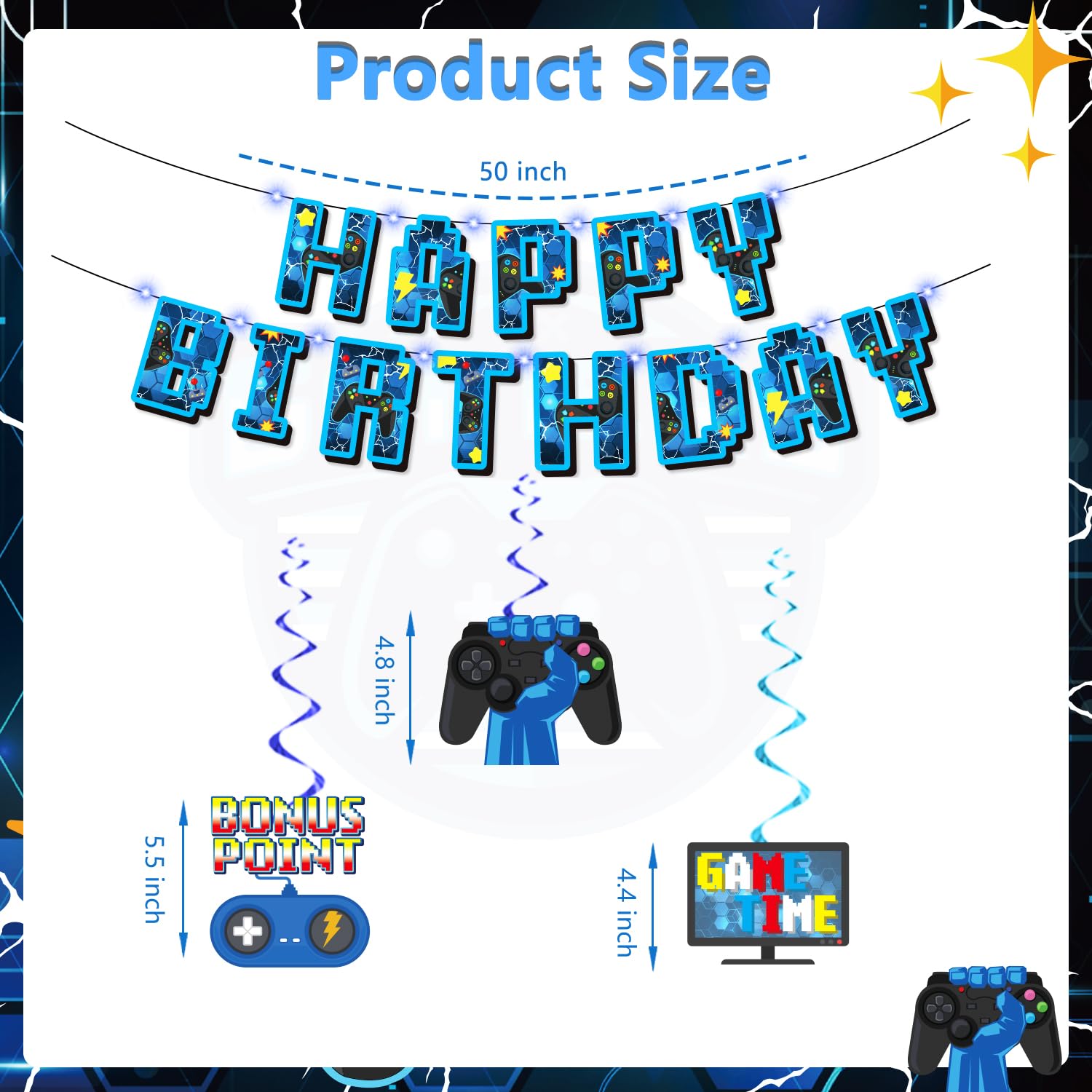 159-Piece Video Game Birthday Party Decorations Set - Includes Banner, Plates, Tablecloth & More - Gamer Themed Party Supplies for Boys - Serves 25 Guests - Blue - Perfect for Gaming Birthday Parties, Streamer Events & Esports Celebrations