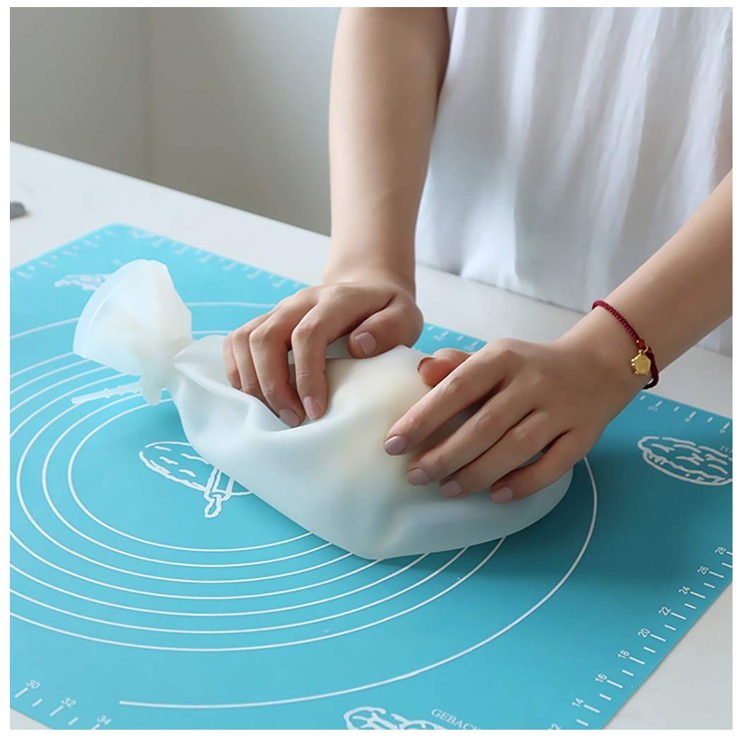 Evangelia.YM Silicone Kneading Dough Bag with Fixed Tools - Flour Mixing & Baking Accessories for Bread, Pastry, Pizza & Tortilla - Reusable Dough Mixer & Storage Bag for Home Baking (White) | Perfect for Kitchen, Bakery & Cooking Enthusiasts