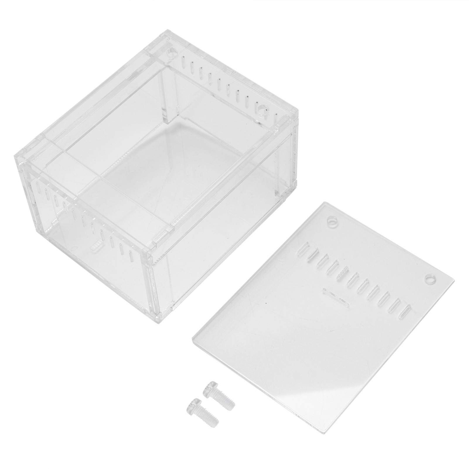 **Acrylic Reptile Feeding Box - Transparent Breeding Enclosure for Spiders & Lizards - Ideal for Pet Habitat, Feeding, and Observation**
