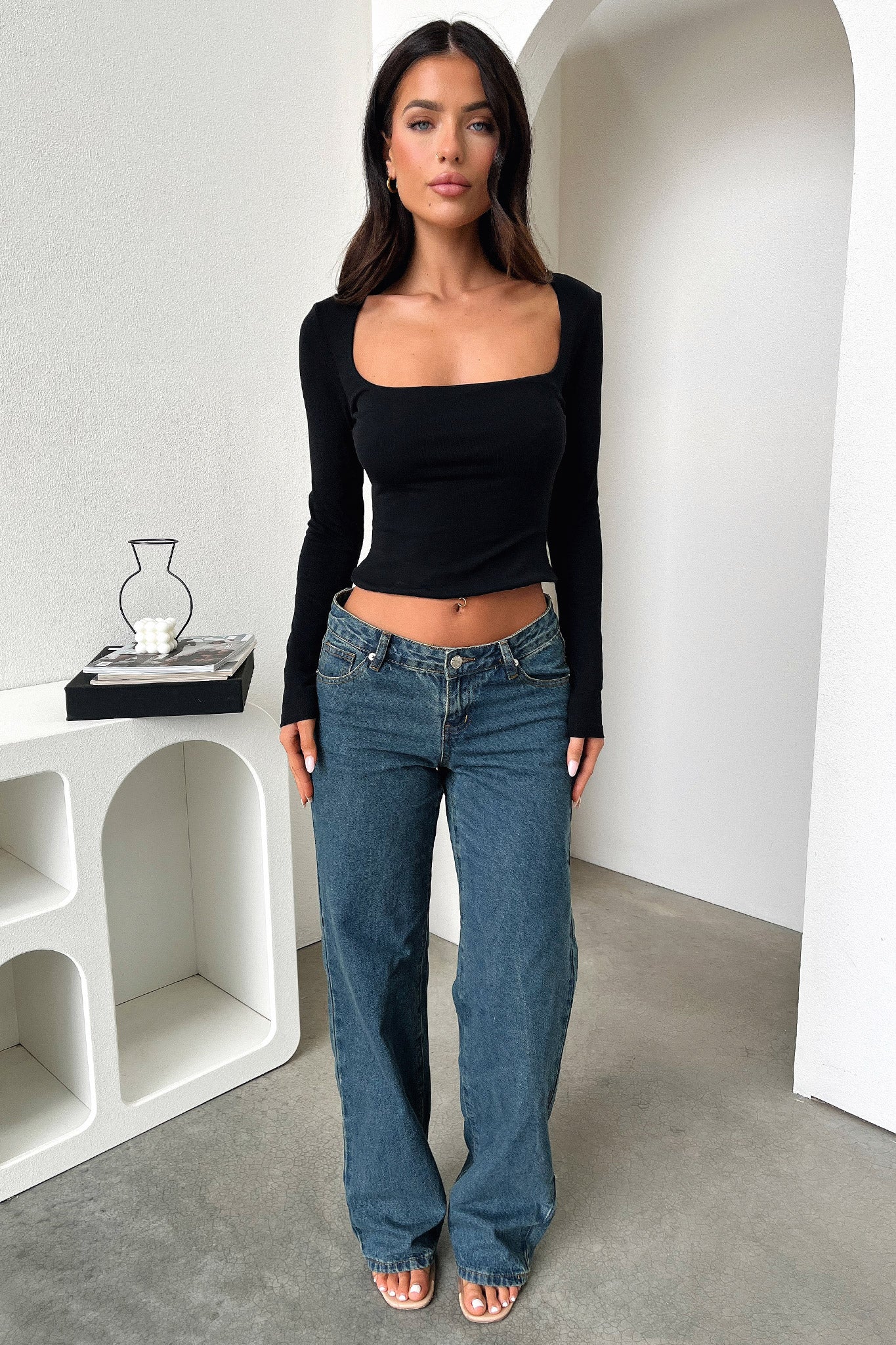 Andre Women's Long Sleeve T-Shirt - Soft Stretch Casual Basic Tee for Layering (Black) | Perfect for Everyday Wear, Office Outfits & Fall Fashion