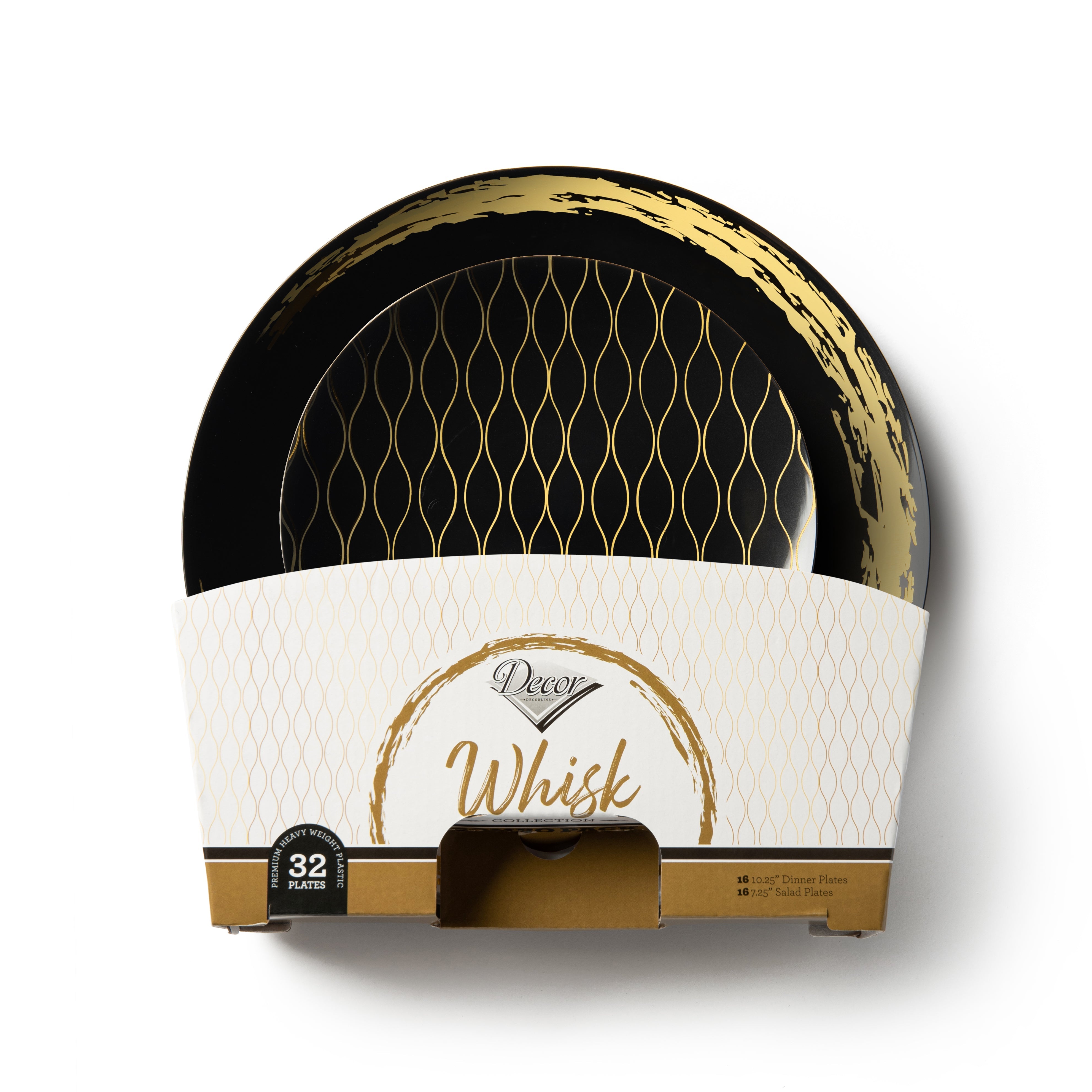 192-Piece Black and Gold Round Plastic Dinnerware Set - 96 Servings, Disposable Plates, Bowls, Cups & Cutlery for Parties, Weddings, Picnics & Outdoor Events