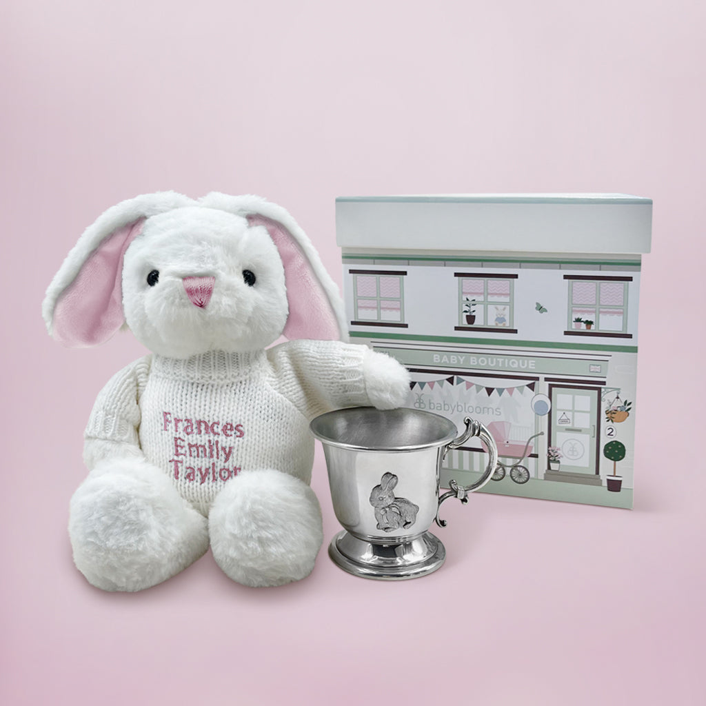 Little Pink Bunny's Traditional Pewter Christening Cup - Elegant Baby Baptism Gift for Christening, First Communion & Naming Ceremonies