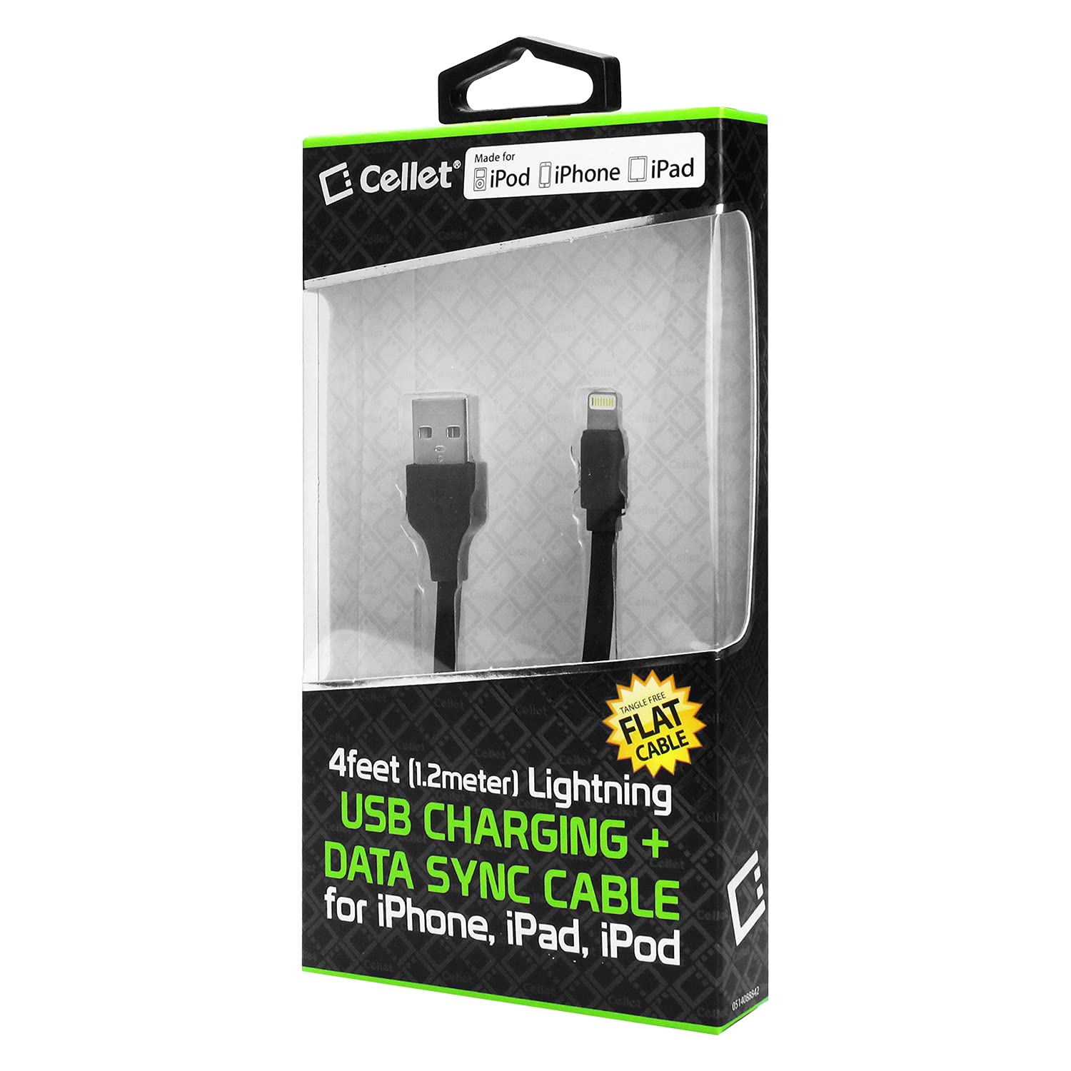 Certified Apple MFi Lightning Cable 4ft - Fast Charging USB Cable for iPhone 14/13/12/11/X/8/7, iPad, AirPods & MacBook - Durable Flat Design (Black) | Perfect for Home, Office & Travel Charging