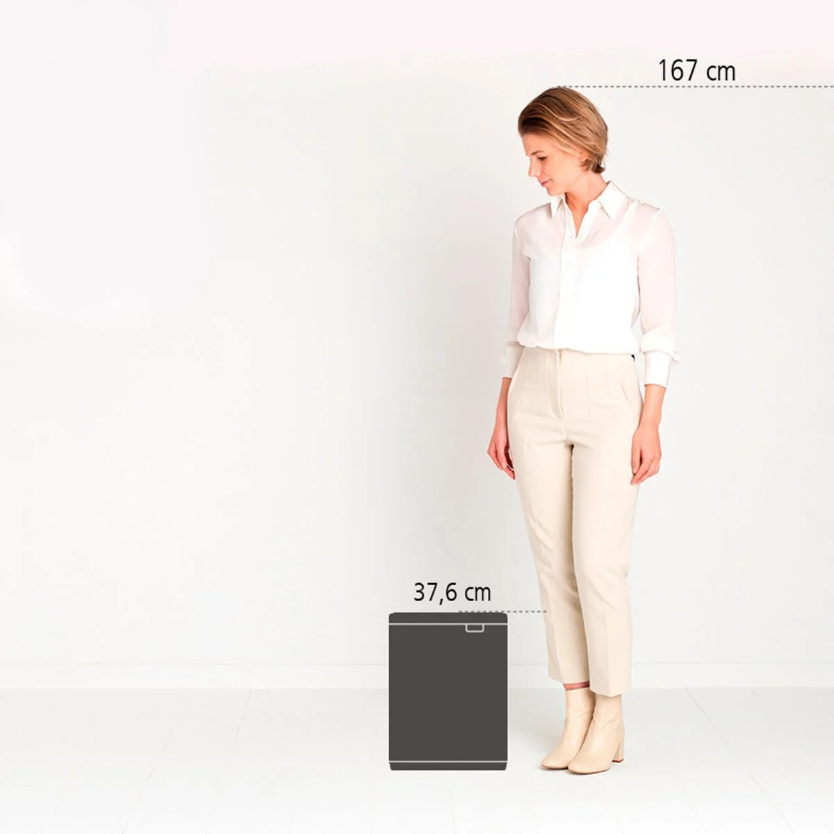 12L White Bo Waste Bin - Small Trash Can for Kitchen, Bathroom, Office & Home Use