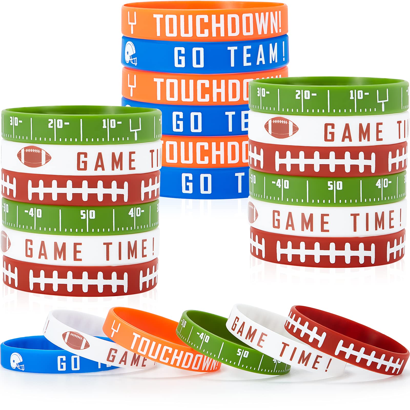 BBTO Motivational Football Silicone Wristbands - 70 Pack Sports Themed Rubber Bracelets for Athletes, Team Spirit, Football Games, Birthday Parties & Awards - Perfect for Players, Fans, Coaches & Sports Events