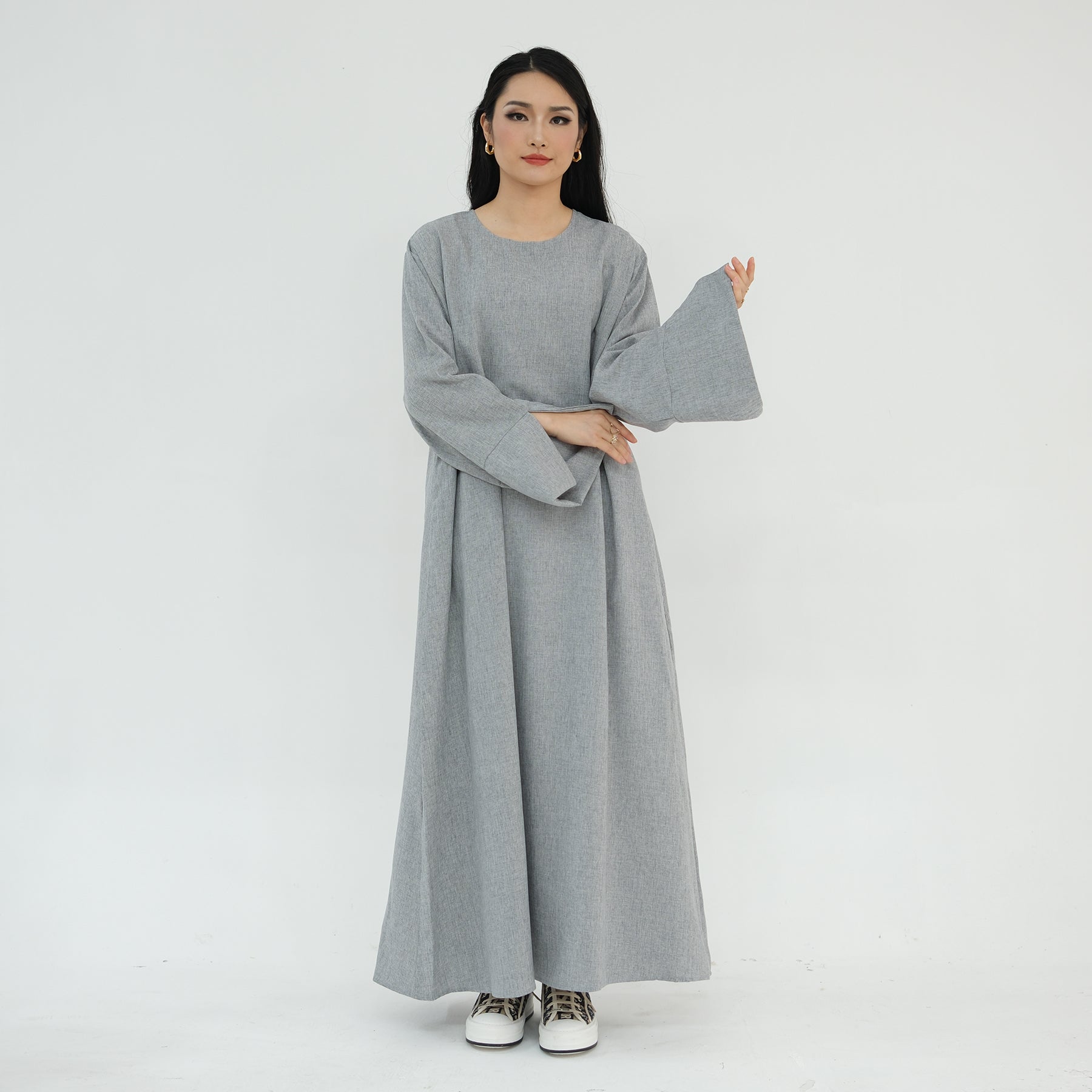 Stylish Heather Gray Everyday Abaya - Modest Islamic Dress for Women - Perfect for Prayer, Work & Casual Wear