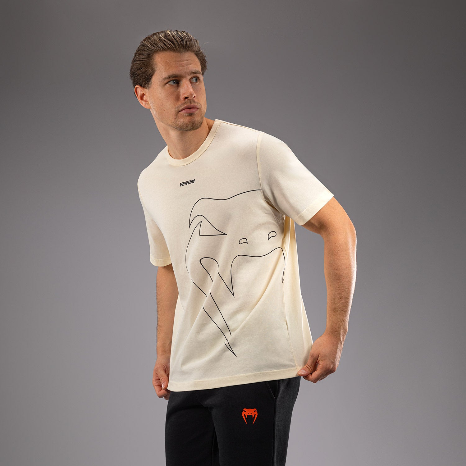 Venum Giant Connect T-Shirt for Men - Off White | Comfortable & Stylish Casual Wear for Gym, Workout, and Everyday Use