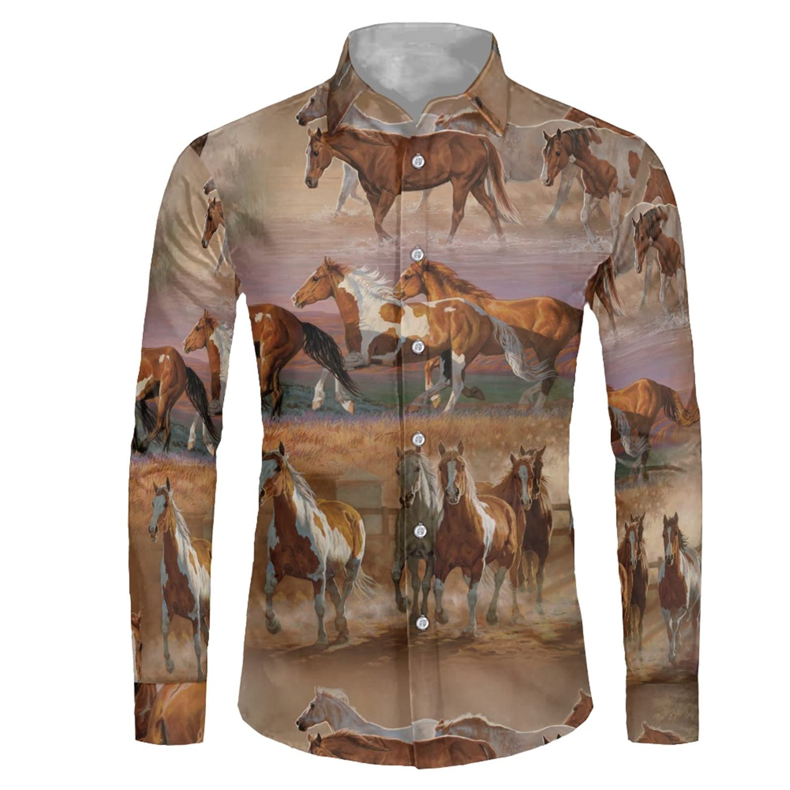 Coloranimal Hawaiian Men's Button Down Dress Shirts - Casual & Business Office Wear, Short Sleeve T-Shirt Tops for Summer Vacation & Beach Party (Sizes XS-4XL)