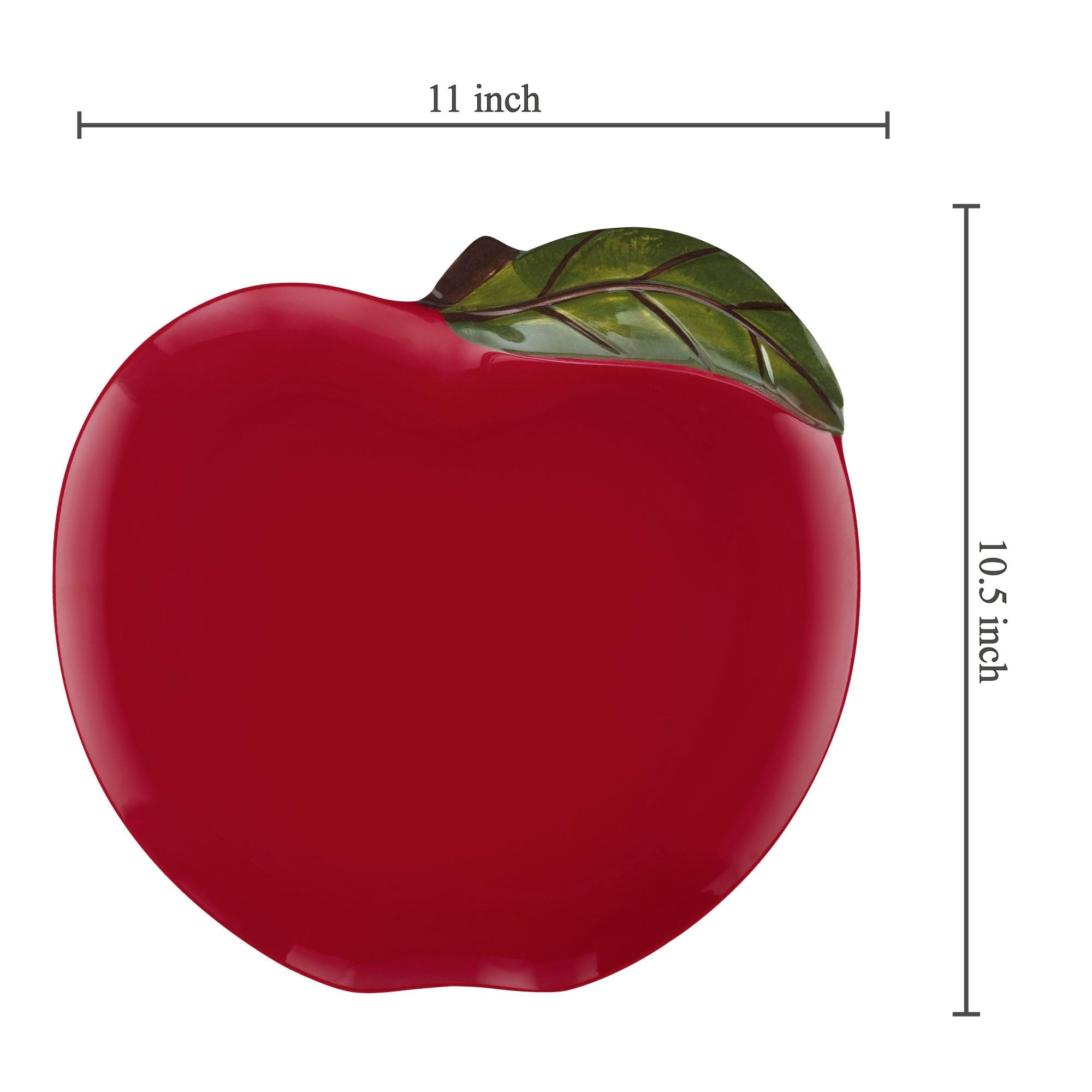UPware Apple-Shaped Melamine Dinner Plates Set of 6 - 11 Inch BPA-Free Dishwasher Safe Plates for Main Course, Pasta & Salad - Perfect for Family Dinners, Picnics & Outdoor Dining (Red)
