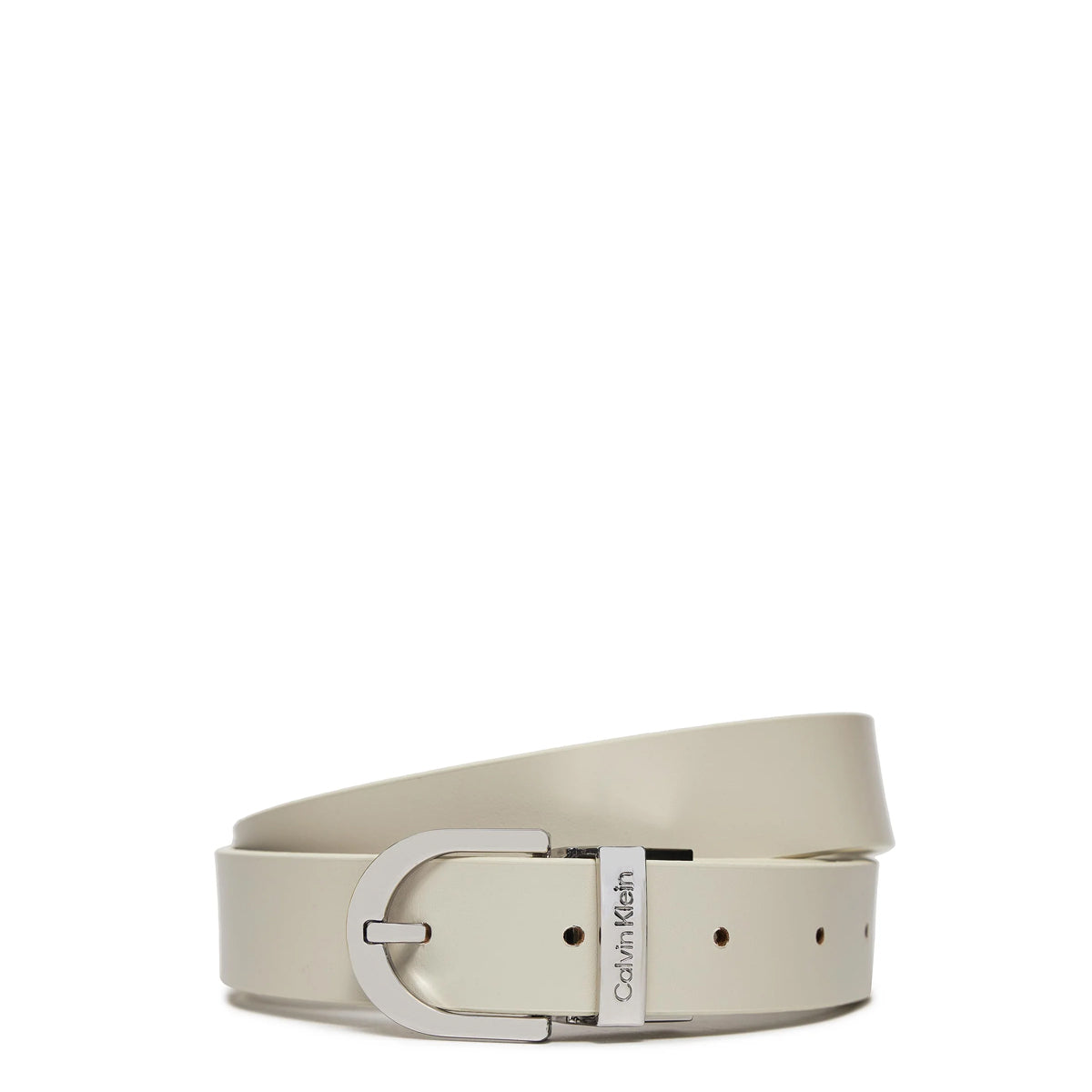 Calvin Klein Reversible Round Buckle 20mm Belt in Ecru/Stoney | K60K611900 | Perfect for Casual & Business Outfits