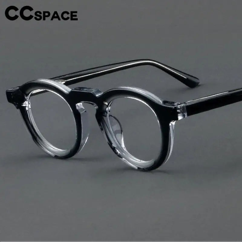 CCspace Unisex Full Rim Round Acetate Eyeglasses Frame 57431 - Lightweight & Durable for Reading, Work, and Everyday Fashion