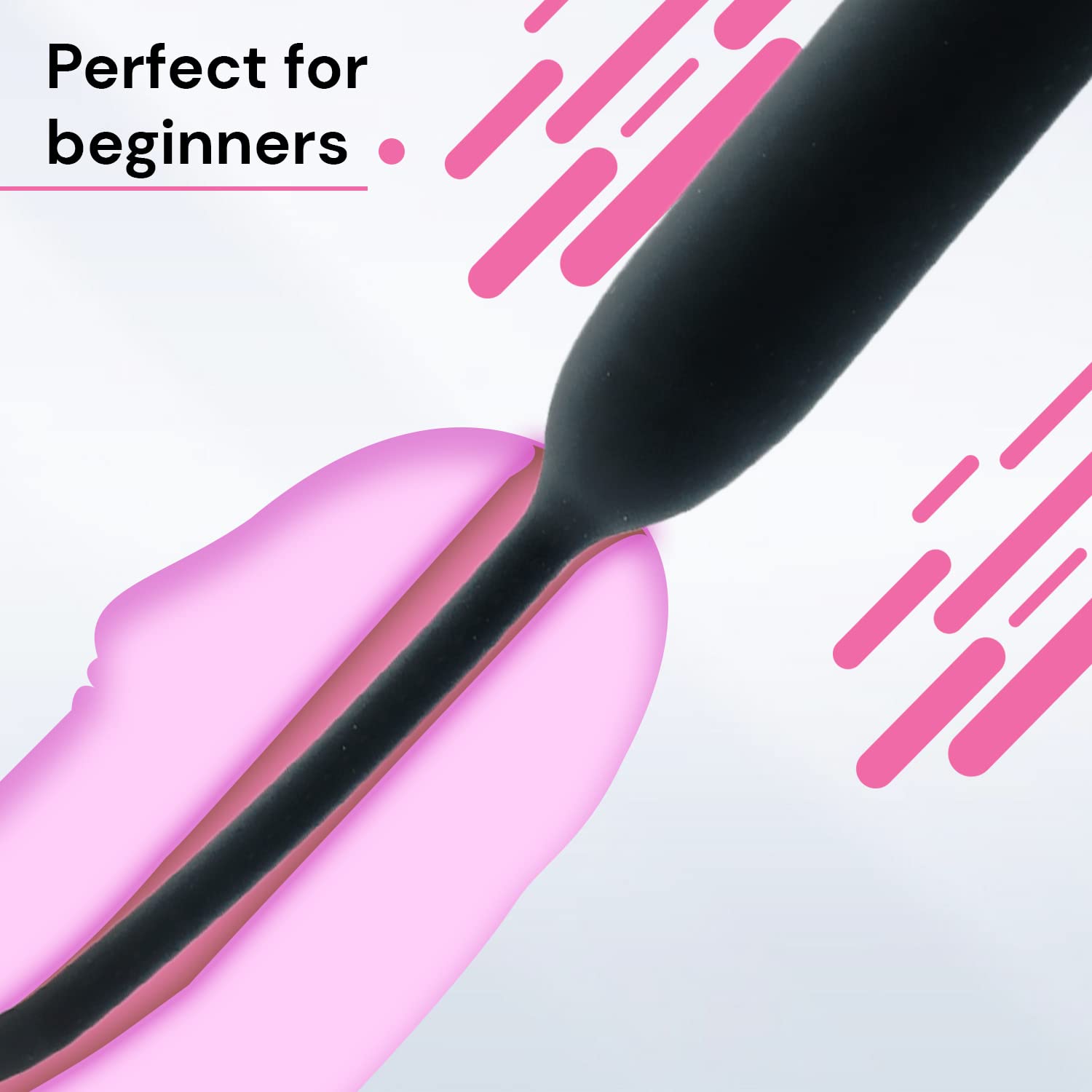 25.5cm Silicone Urethral Plug Penis Vibrator for Men - Black, 0.6cm Diameter, Single Frequency Vibrating Urethral Sounding Toy (Great for Solo Play & BDSM Scenes)