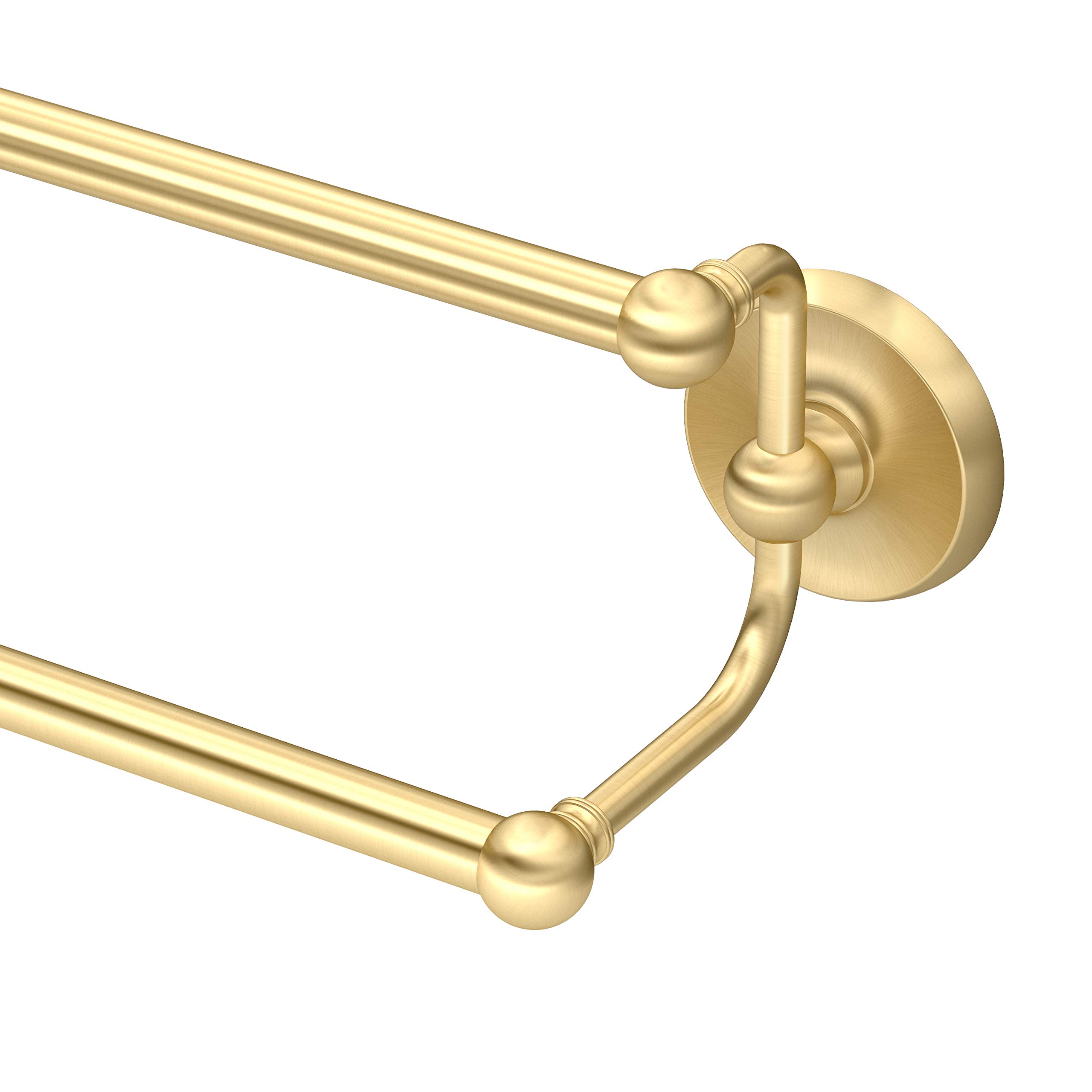 Gatco 5054 Designer II 24 Inch Double Towel Bar - Brushed Brass Wall Mounted Bathroom Towel Holder Rack for Showers, Spas & Luxury Bathrooms