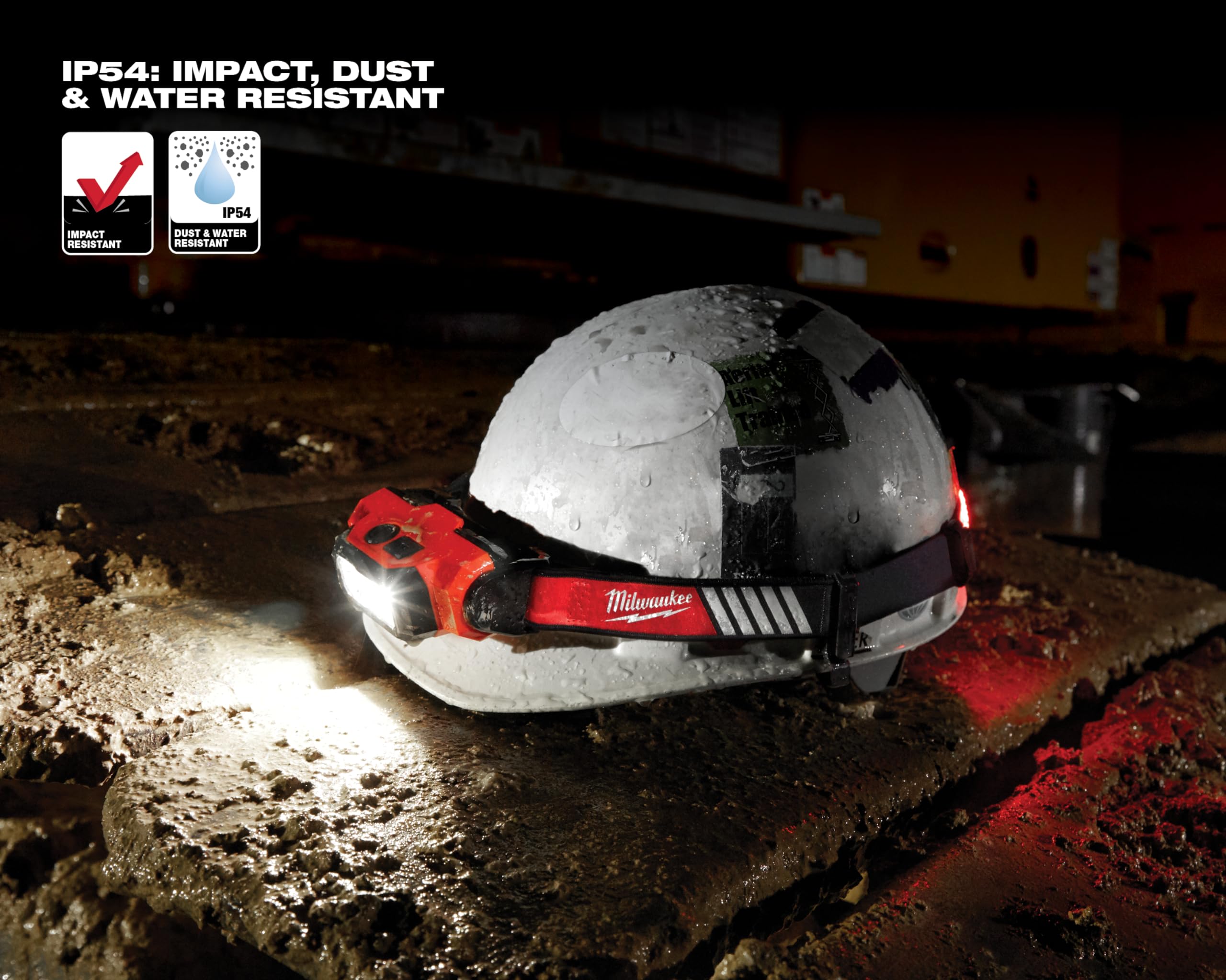Milwaukee 2116-21 USB Rechargeable Hard Hat Light - Bright LED Headlamp for Construction, Mining & Night Work - Waterproof Safety Helmet Light for Workers