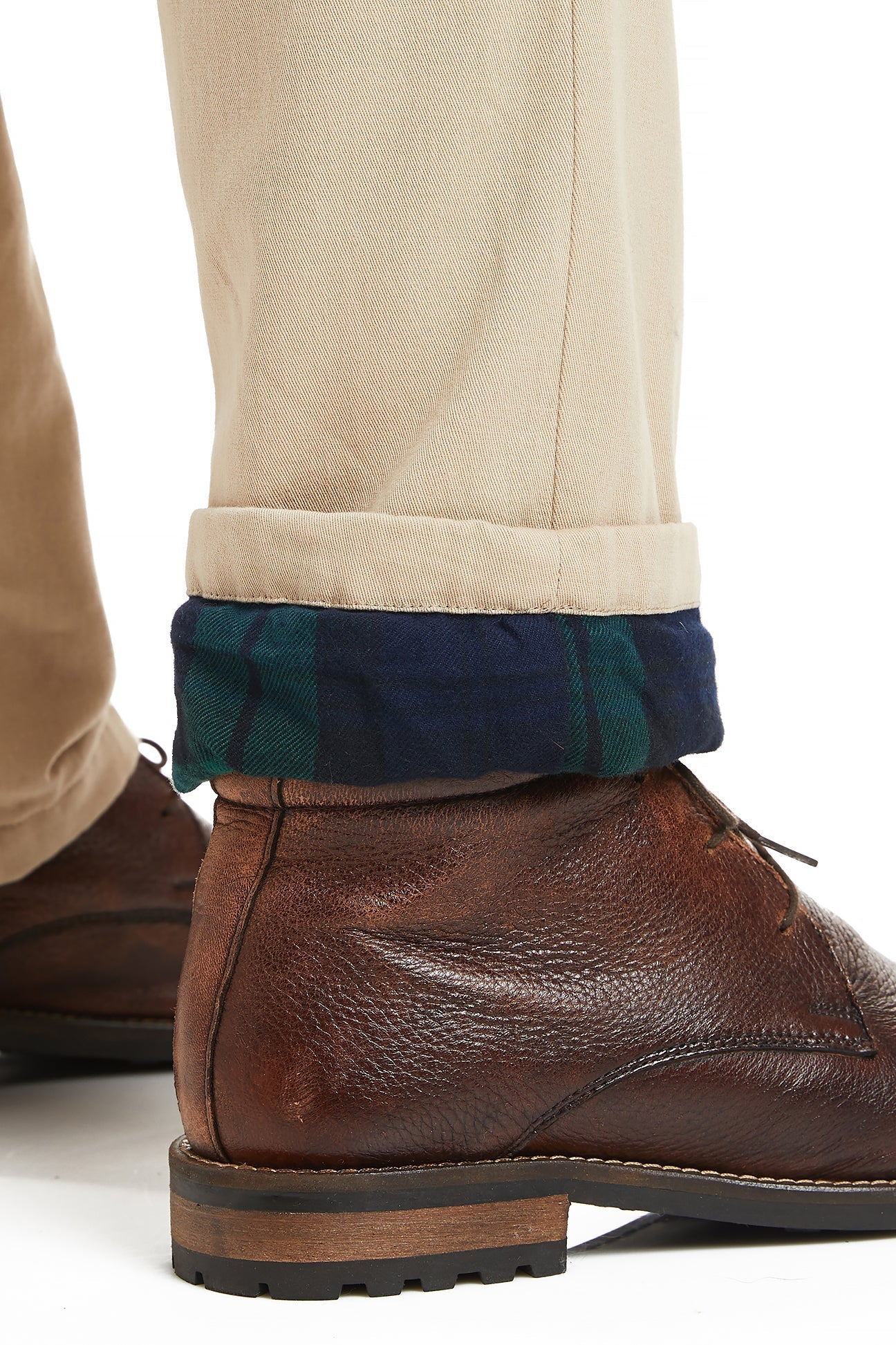 Flannel Lined Khaki Harbor Pants with Blackwatch Tartan - Warm Work Pants for Men, Durable Outdoor Winter Trousers for Construction, Hiking & Casual Wear