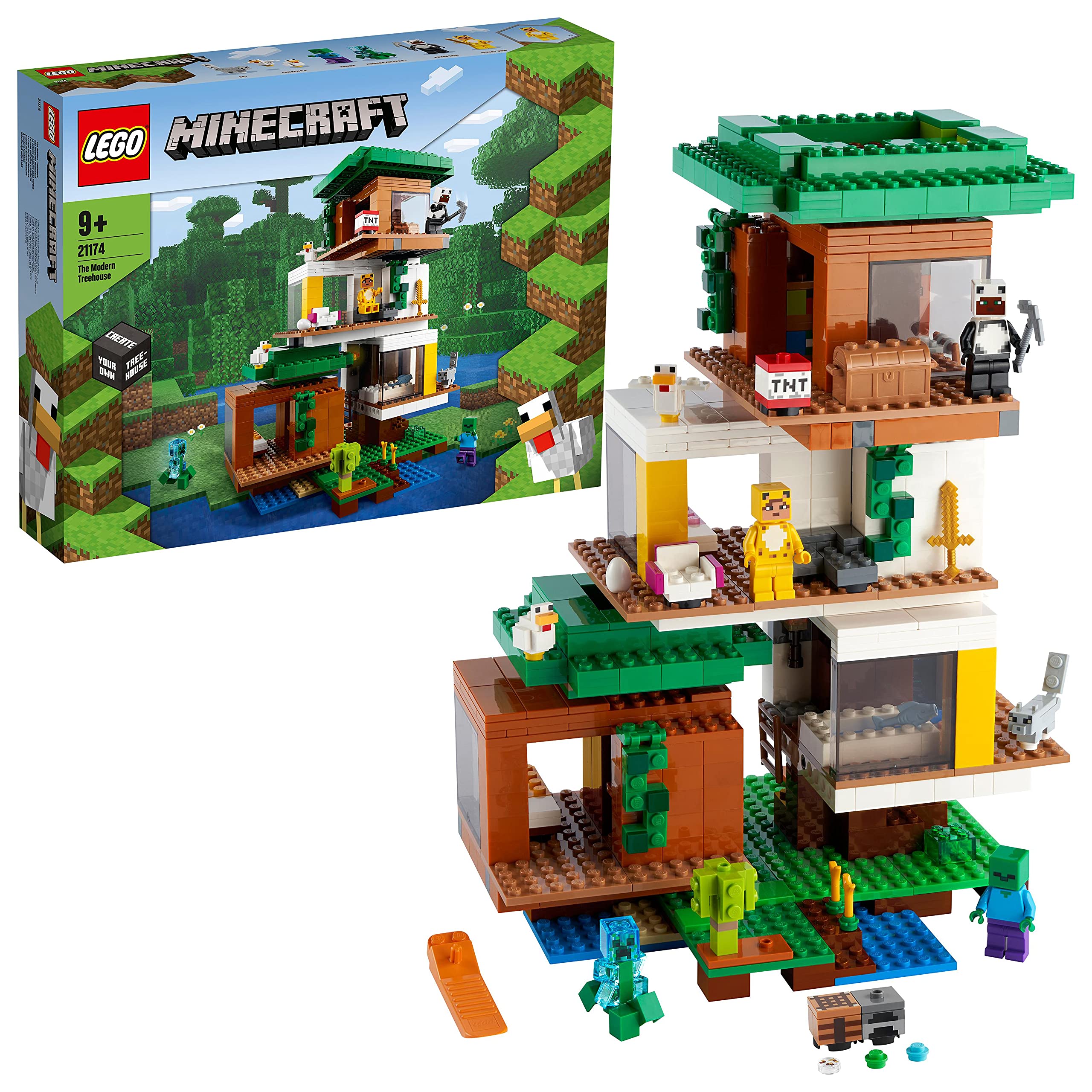 LEGO 21174 Minecraft The Modern Treehouse Building Kit - Creative Construction Toy with Creeper Figure, Collectible Model for Kids, Boys & Girls | Perfect for Minecraft Fans, Birthday Gifts & STEM Learning Activities