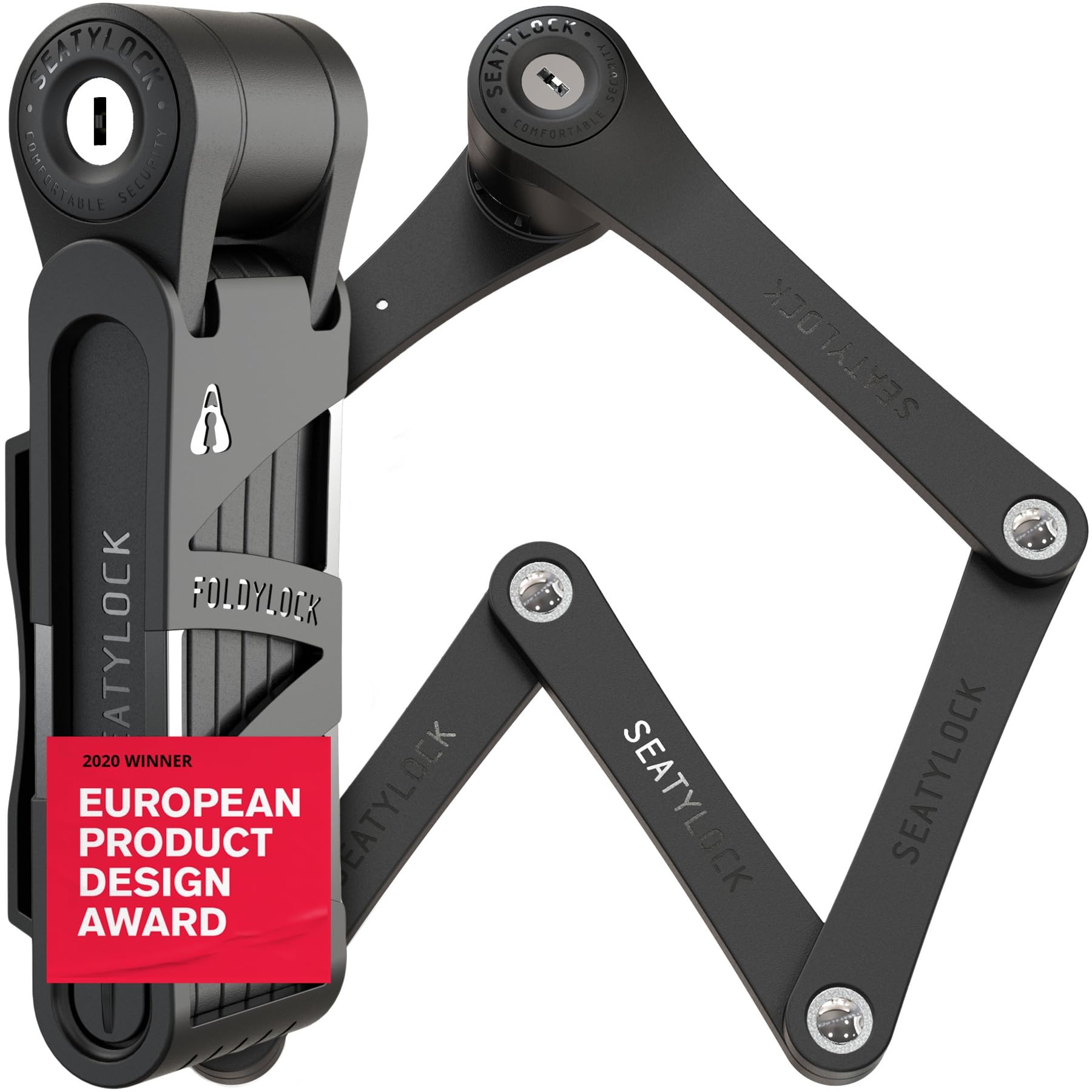 Seatylock FoldyLock Compact Folding Bike Lock - Lightweight High Security Bicycle Lock with Keys & Case - Heavy Duty Anti-Theft Protection for Bikes, Scooters & E-Bikes - Perfect for Commuting, Urban Riding & Travel
