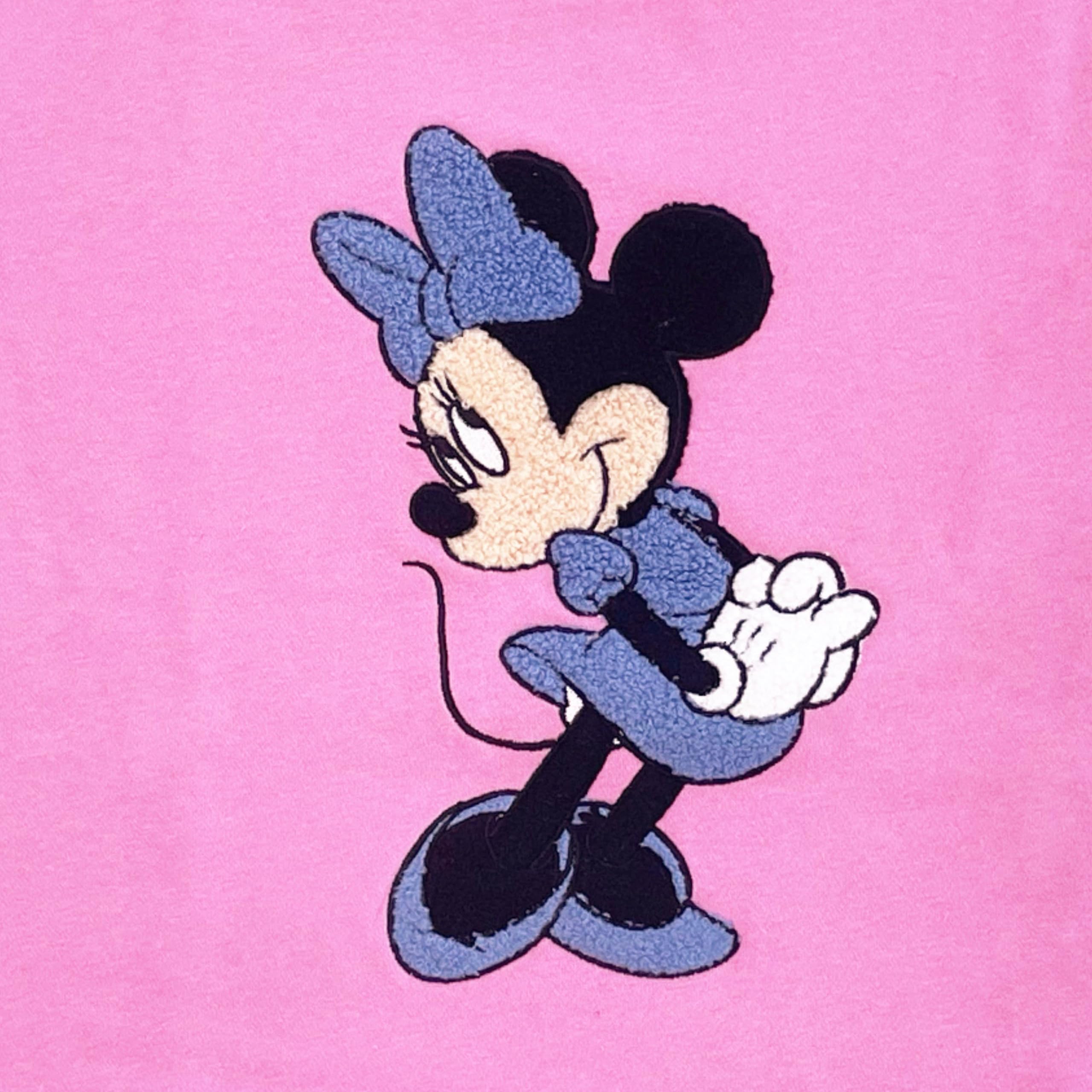 Mickey & Minnie Mouse Girls' Sweatshirt - Jumbo Print, Chenille Patch & Embroidery Pullover - Sizes 4-16 - Perfect for Disney Themed Parties, School Spirit Days & Cozy Winter Outfits