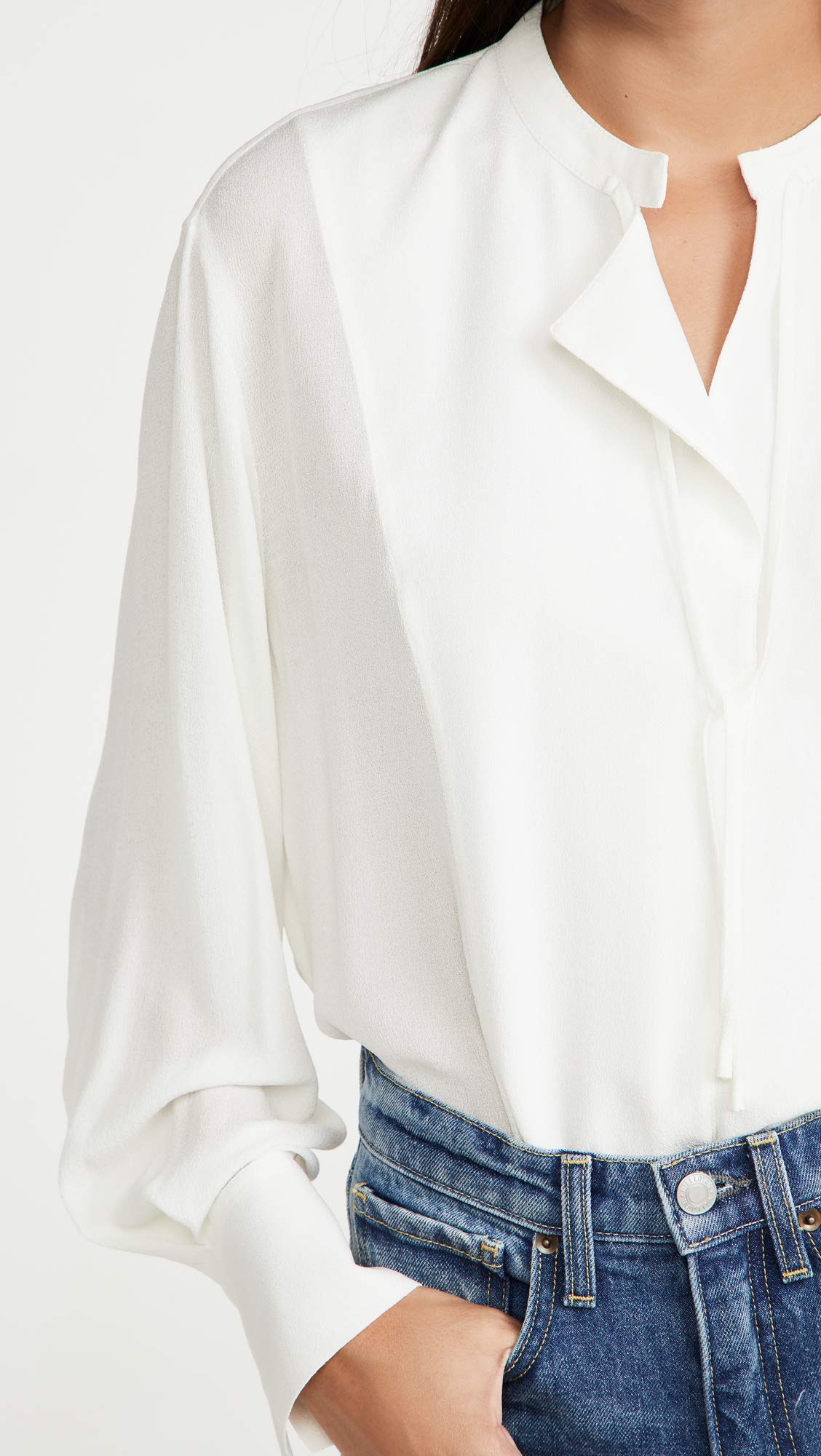 Vince Women's Elegant Long Sleeve Tie Neck Blouse - Office Wear & Business Casual Top for Professional Women